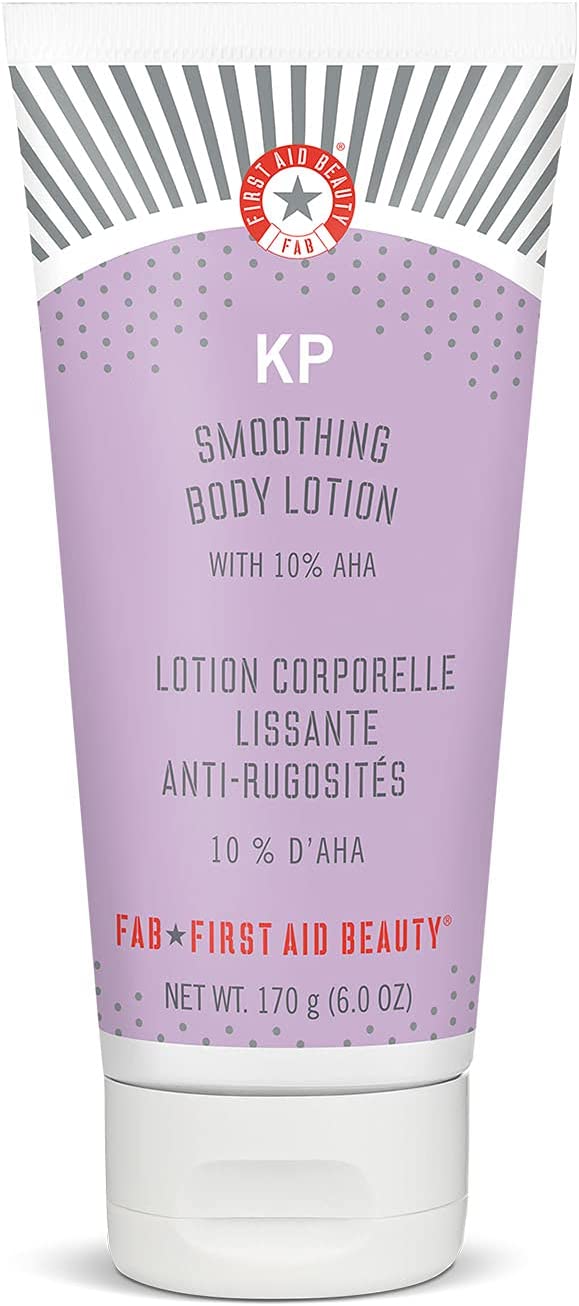 First Aid Beauty KP Smoothing Body Lotion – Chemically Exfoliates and Moisturizes with 10% Lactic Acid (AHA), Urea, Colloidal Oatmeal and Ceramides – 6 oz﻿