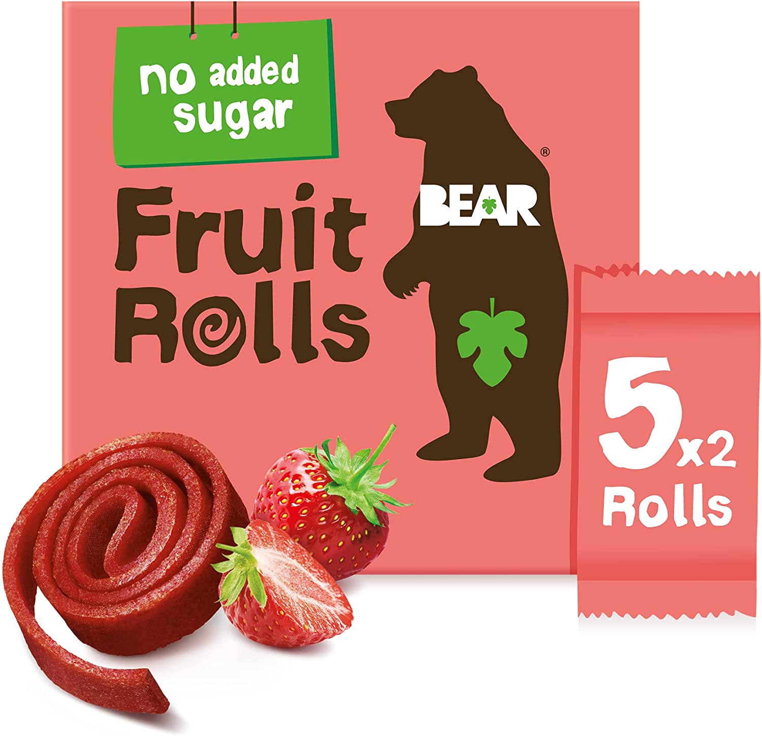 BEAR Real Fruit Yoyos, Strawberry, No added Sugar, All Natural, non GMO, Gluten Free, Vegan – Healthy on-the-go snack for kids & adults, 0.7 Ounce (Pack of 5)