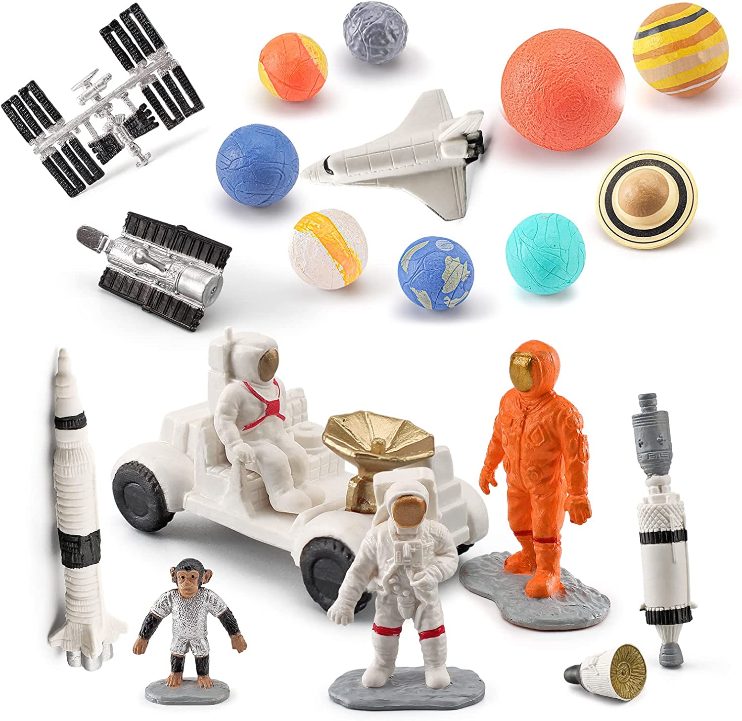 19PCS Planets Solar System Astronaut Figure Toy Children Solar Power Kit Space Exploration Spaceman Science Kit School Diorama Project for Kids Party Birthday Gift