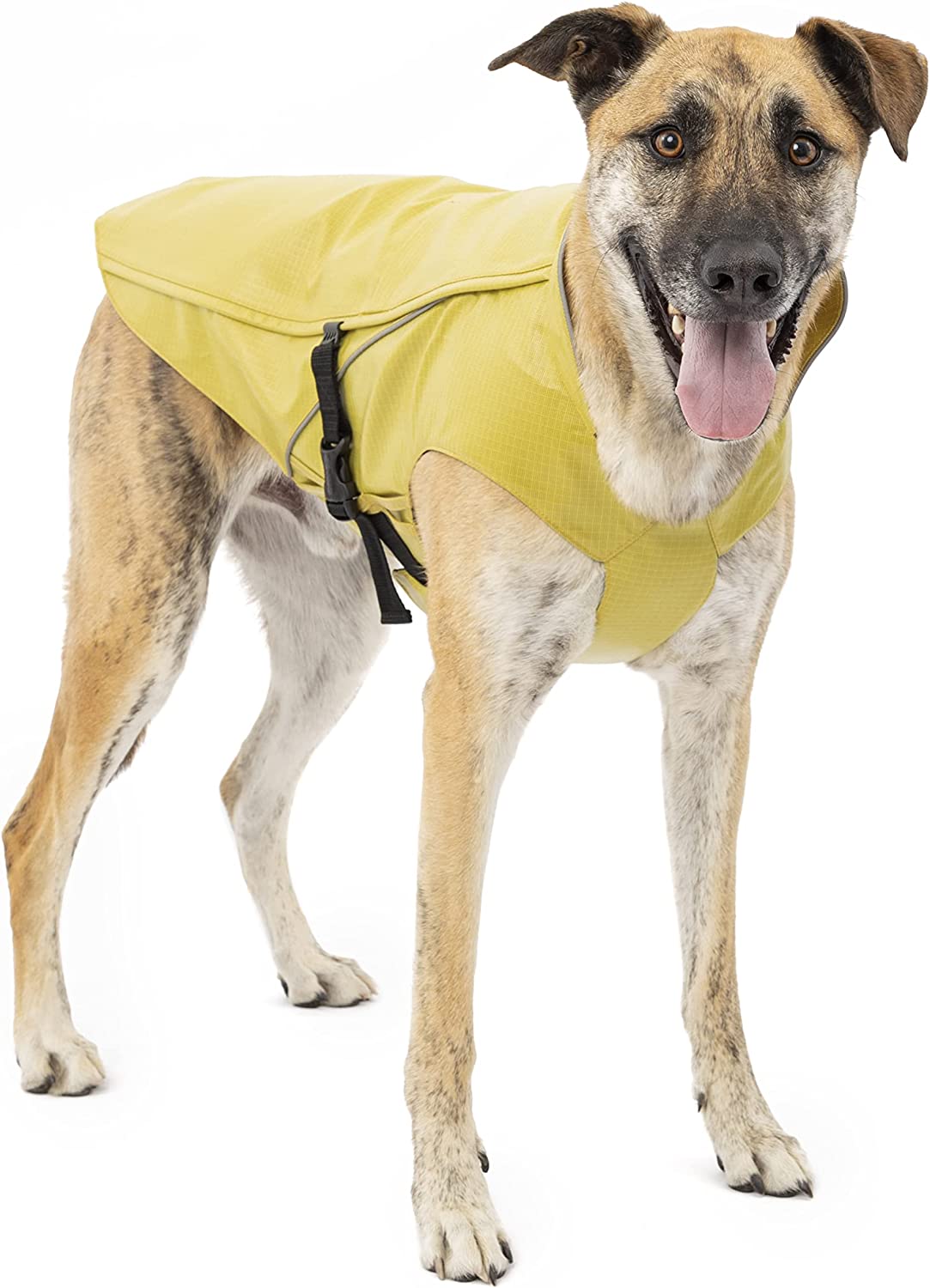 Kurgo Halifax Rain Shell, Hard Shell Dog Raincoat, Waterproof Rain Jacket for Dogs, Pet Poncho, Reflective, Leash Opening, Quick Release Buckles (Yellow, XS)