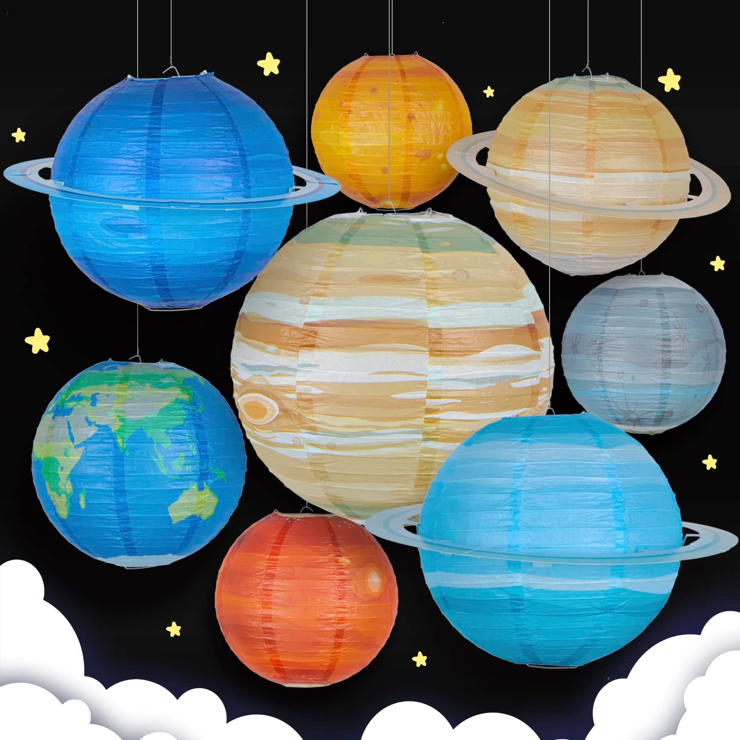 12” Solar System Eight Planets Paper Lantern Hanging Galaxy Lanterns Birthday Decoration Ball Lampion Kids Party Decor