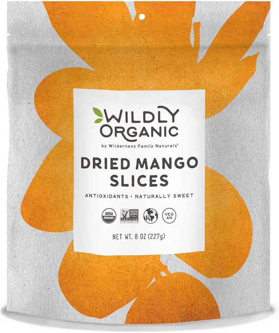 Wildly Organic Dried Mango Slices – Unsweetened Dried Mango – Healthy Snack for Kids & Adults – (8oz Bag)