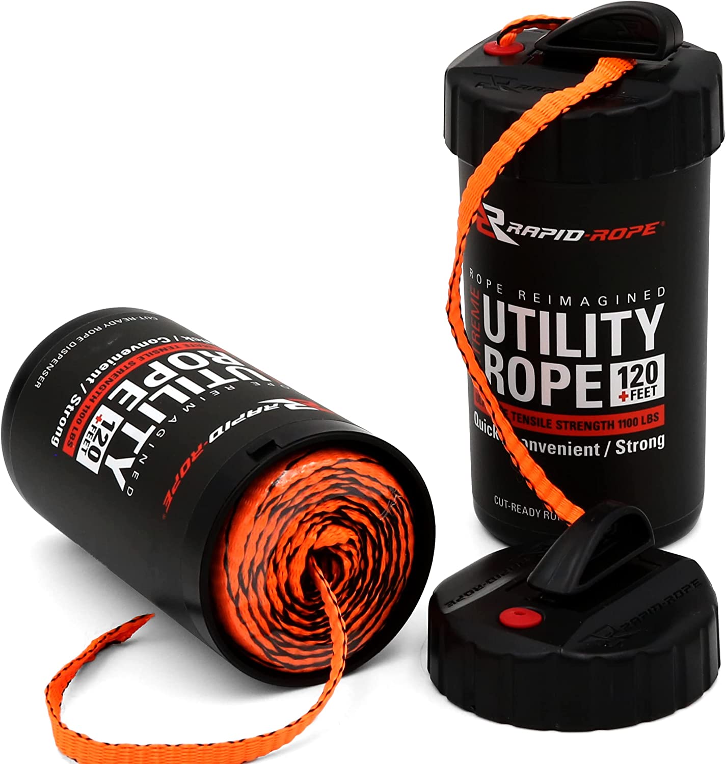 Rapid Rope Canister (Orange) – 120 Feet 1100lb Tested – Strong Nylon Paracord Rope All Purpose Outdoor & Indoor – Used for Hiking Rope, Camping Accessories, Survival Essentials, Tactical, Climbing