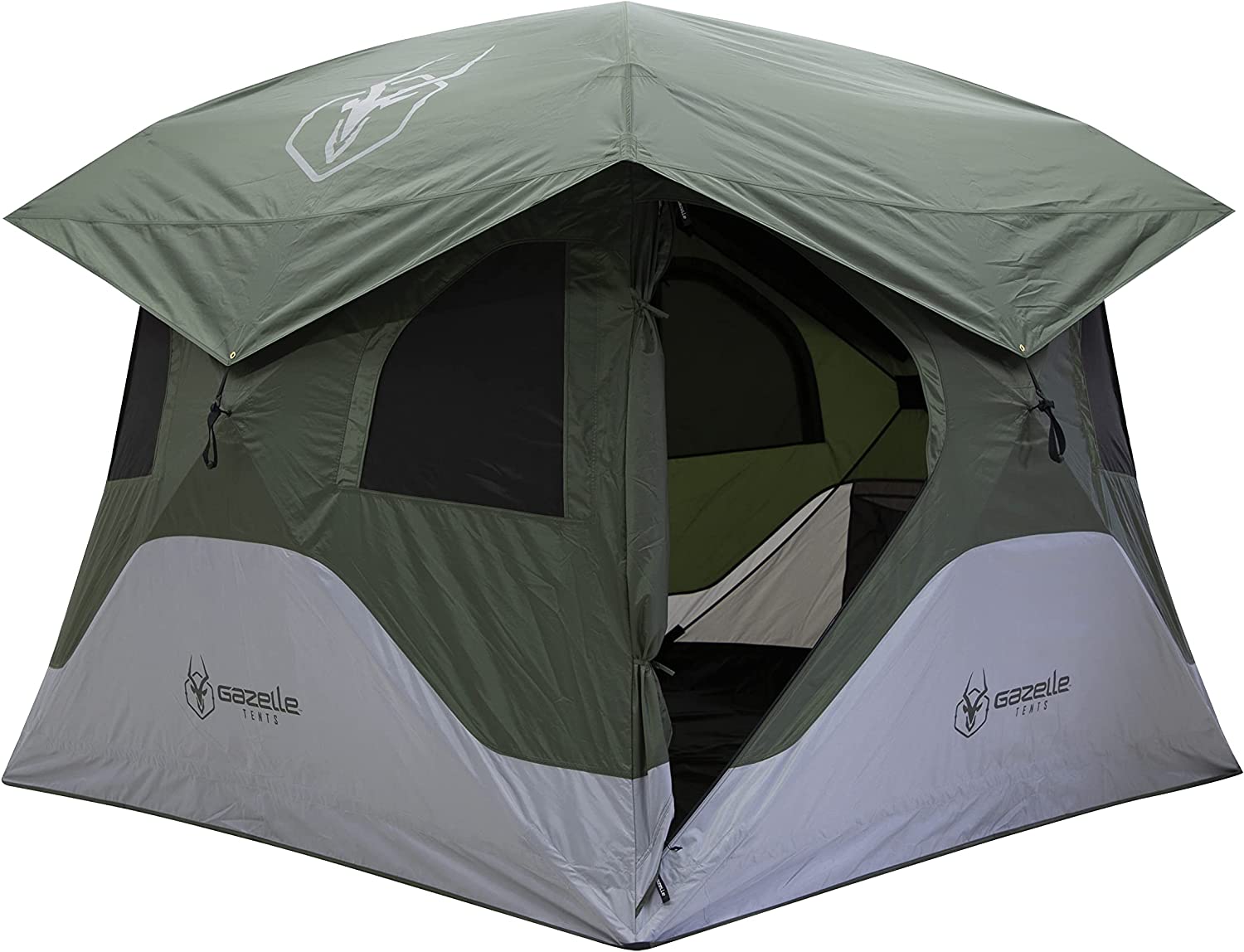 Gazelle Tents 22272 T4 Pop-Up Portable 2 Door Camping Hub Tent with Removable Floor and Rain Fly, Easy Instant Set Up in 90 Seconds, 4 Person