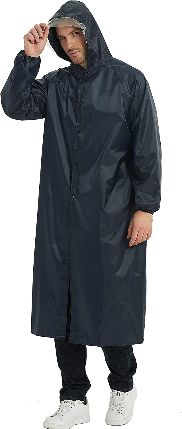 HLLMAN Rain Coat for Mens Ponchos with Hoods Rainwear Waterproof Rain Jacket Lightweight Raincoats Windbreaker for Men Women