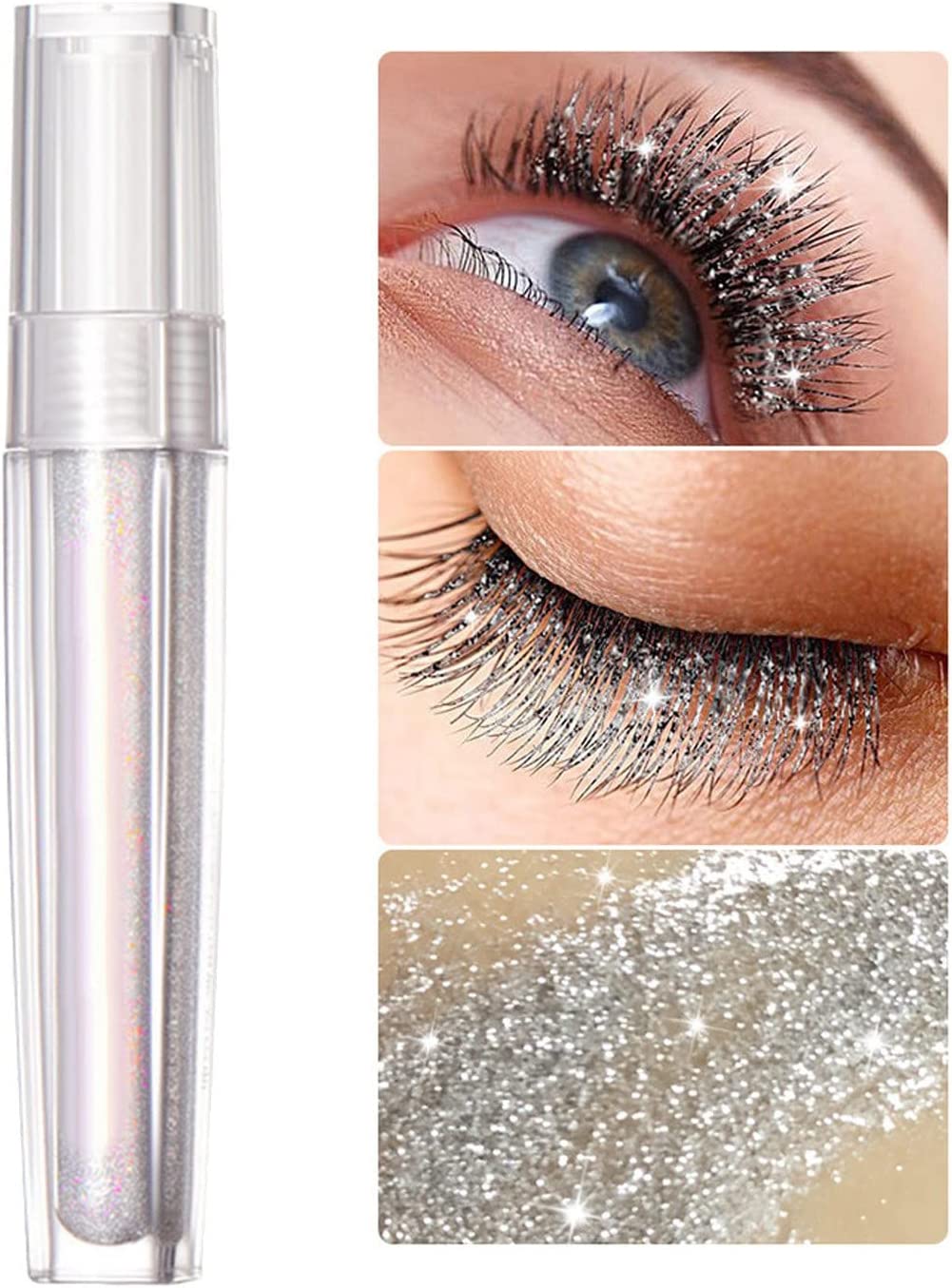 ONablvd Sparkling Diamond Mascara Waterproof Long Lasting Thickening and Lengthening Eyelashes Makeup 4.5ml (Silver, One Size)