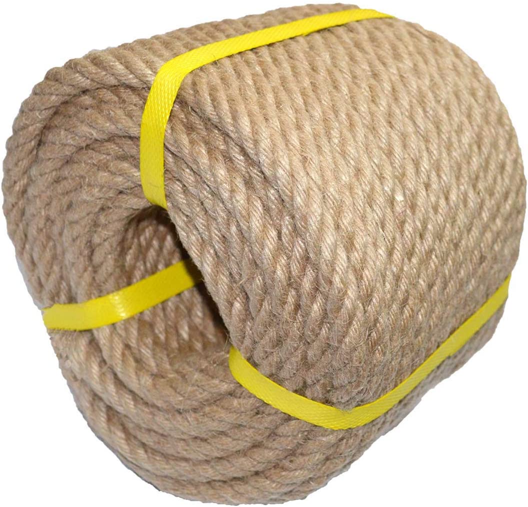 100% Natural Hemp Rope Twisted Strong Jute Rope 100 Feet 1/2 Inch 4 Ply Hemp Rope All Purpose Cord for Crafts, Home Decorative Landscaping Hanging Swing Rope