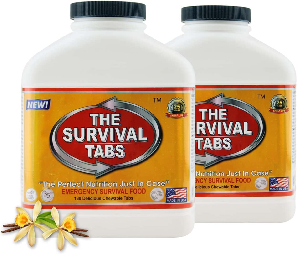 Survival Tabs 30 Day 360 Tabs Emergency Food Survival Food Meal Replacement MREs Gluten Free and Non-GMO 25 Years Shelf Life Long Term Food Storage – Vanilla Flavor