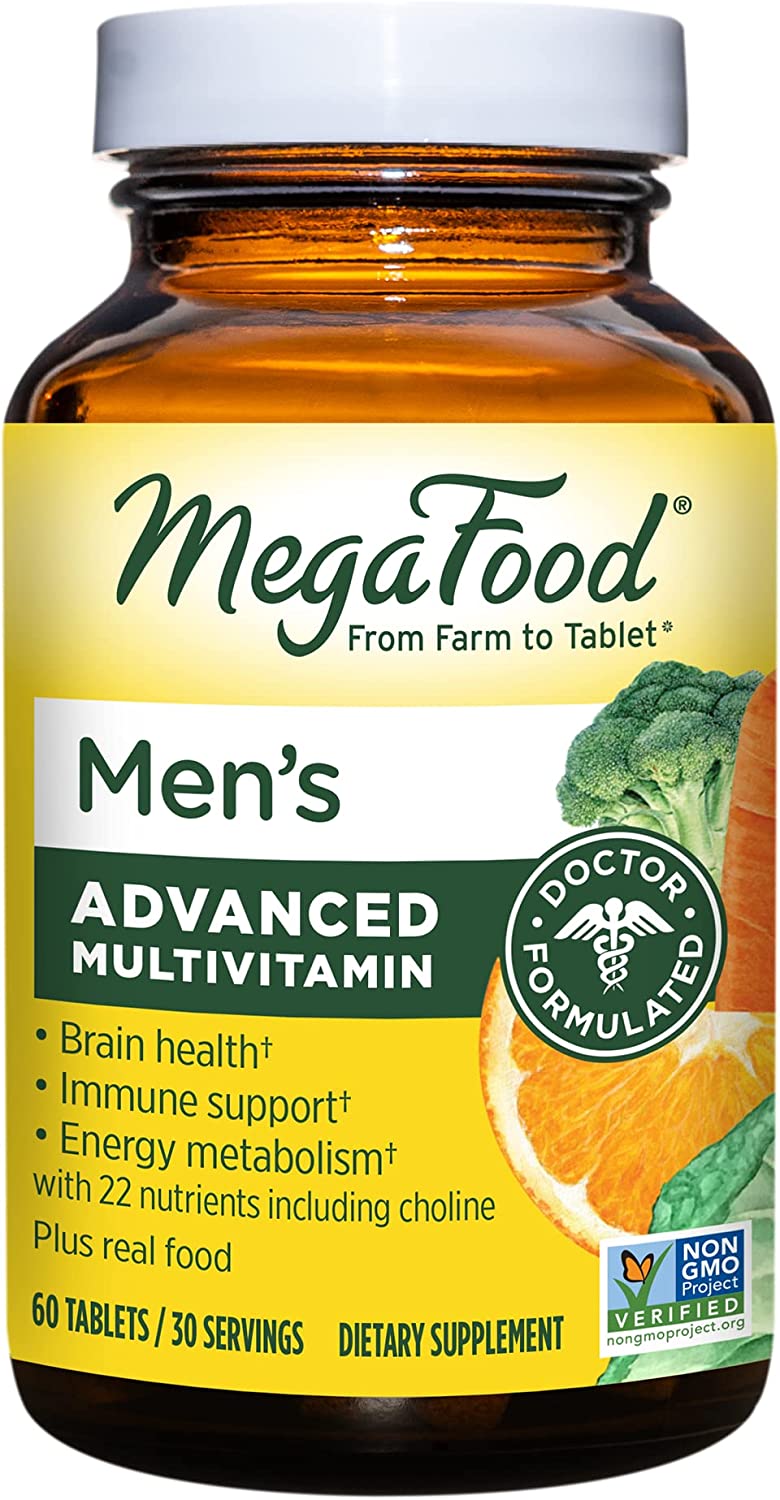 MegaFood Men’s Multivitamin – With B vitamins for Cellular Energy Production & Choline to Support Cognitive Function – Non-GMO, Vegetarian & Made without Dairy and Soy – 60 Tabs (30 Servings)