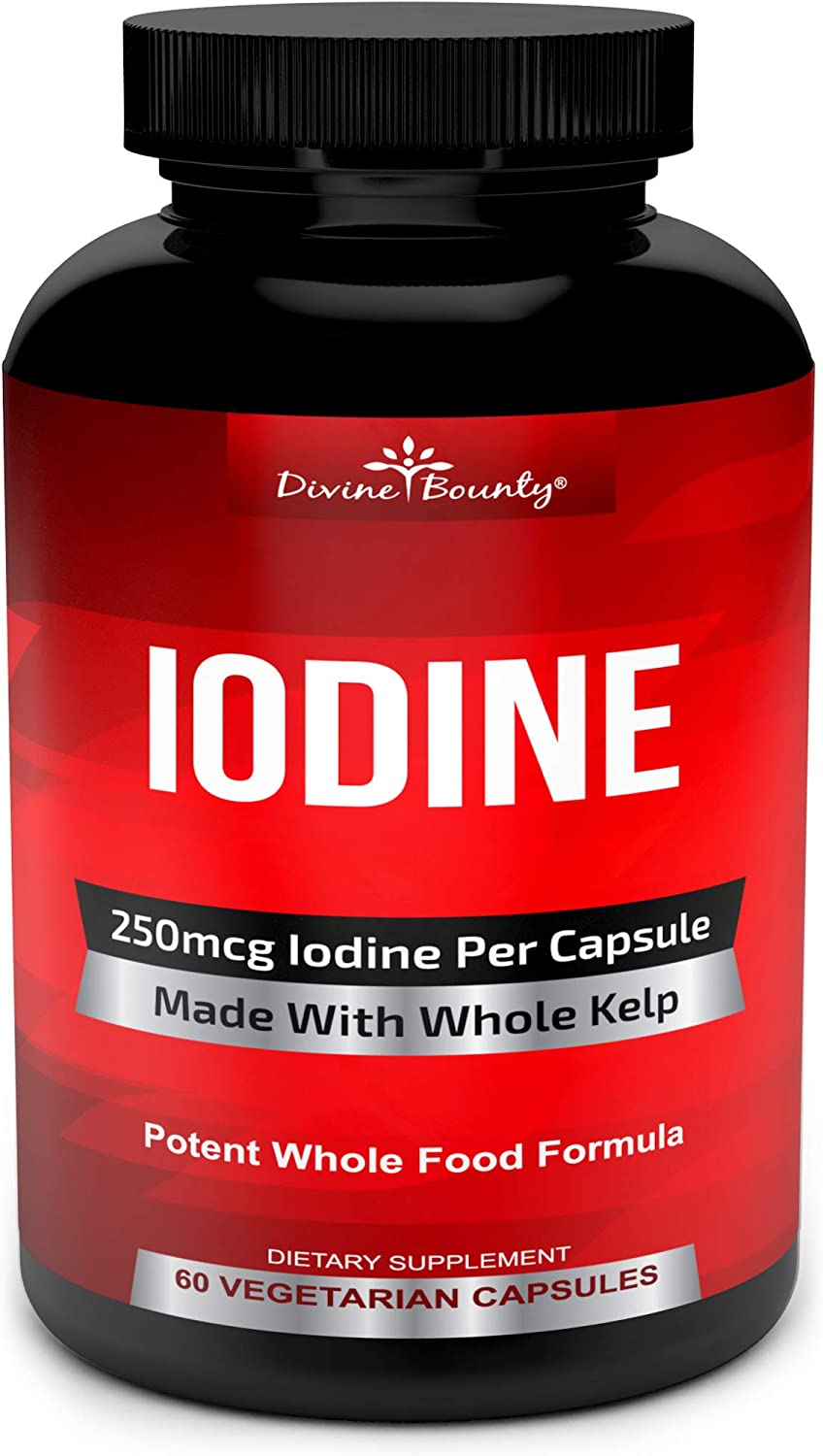 Iodine Supplement 250mcg – Iodine Pills from Sea Kelp (Grown in USA) – Thyroid Support Supplement (Ascophyllum Nodosum) – 60 Sea Kelp Capsules