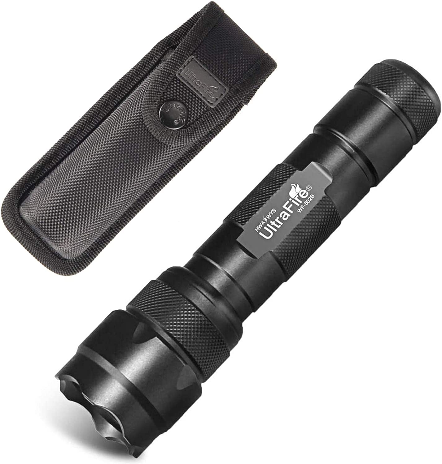 UltraFire 502B Mini LED Flashlight 1000 Lumens Single Mode Tactical Flashlight with Flashlight Holster, Bright Waterproof Small Handheld Flashlight for Camping Outdoor Emergency (Battery Not Included)