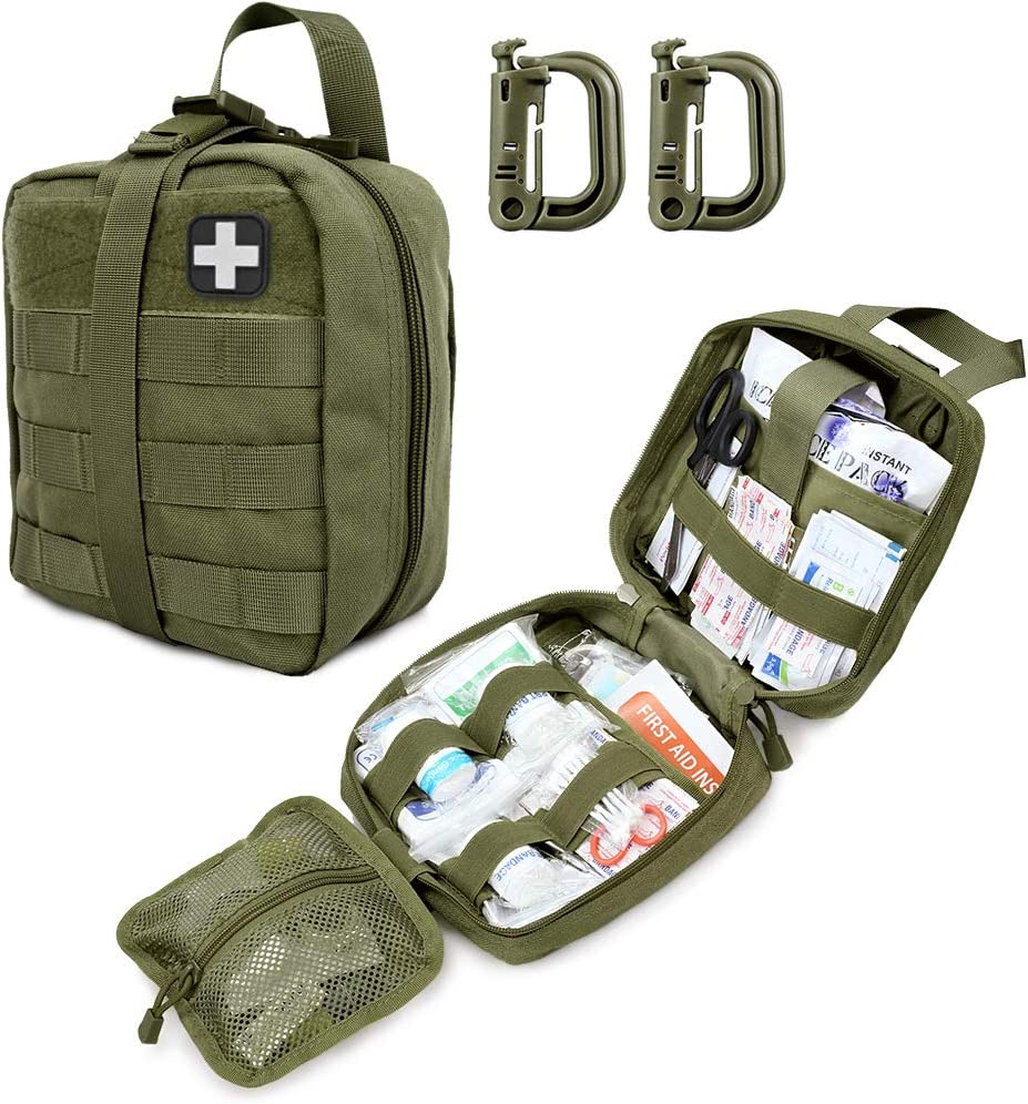 LIVANS Tactical First Aid Pouch, Molle EMT Pouches Rip-Away Military IFAK Medical Bag Outdoor Emergency Survival Kit Quick Release Design Include Red Cross Patch
