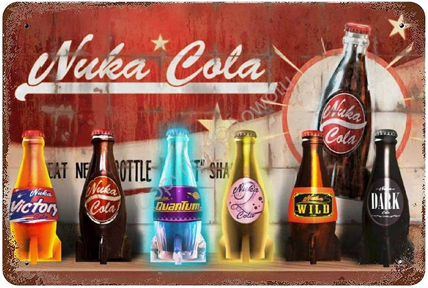 Fenarenes Vintage Tin Sign – Nuka Cola – Retro Metal plaques Iron Painting Rusty Wall Decoration Poster for Bar Cafe Home Garage 8×12 Inch