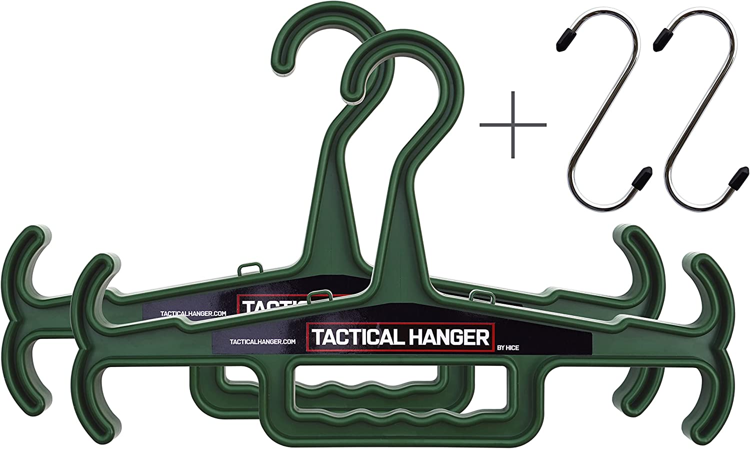 Tactical Hanger by HICE | Set of 2 | Original Heavy Duty Hanger | 200 lb Load Capacity | Durable High Impact Resin | for Body Armor, Police Gear, Military Gear, Survival Gear, Scuba, Equipment (Green)