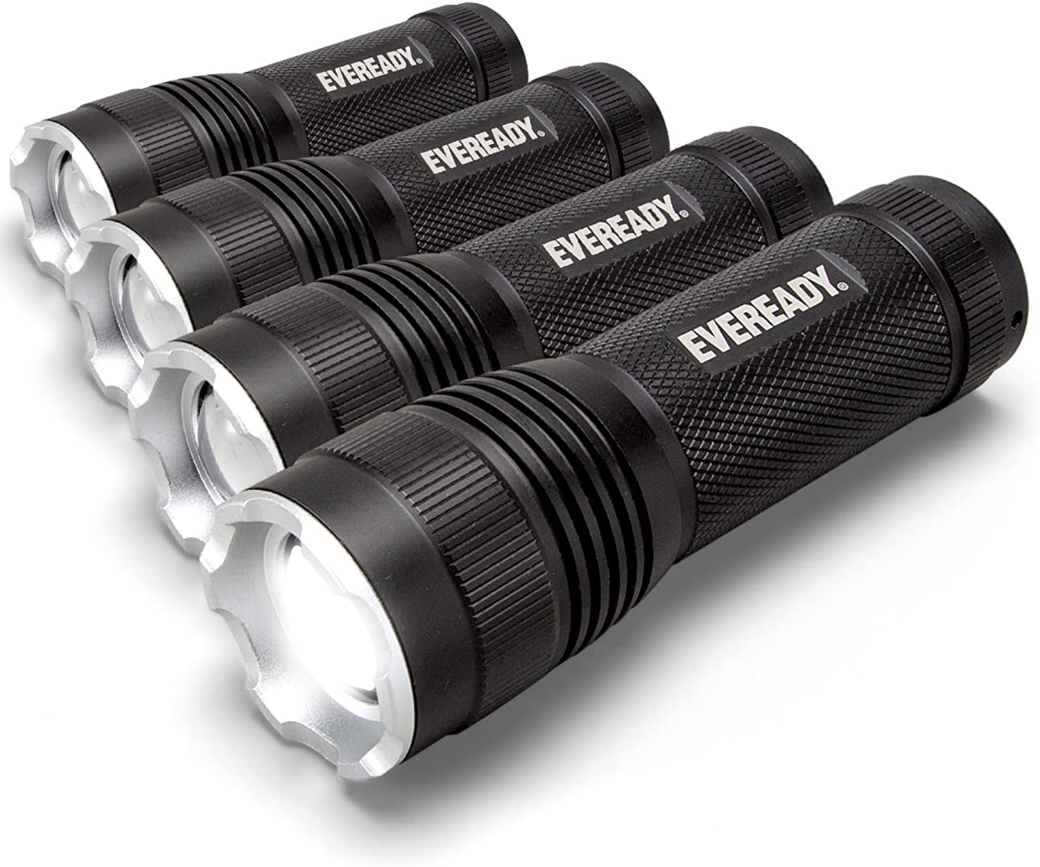 Eveready LED Flashlights (4-Pack) S300 PRO, IPX4 Water Resistant Tactical Flashlight, Bright EDC Torches for Camping, Outdoors, Power Outage Emergencies