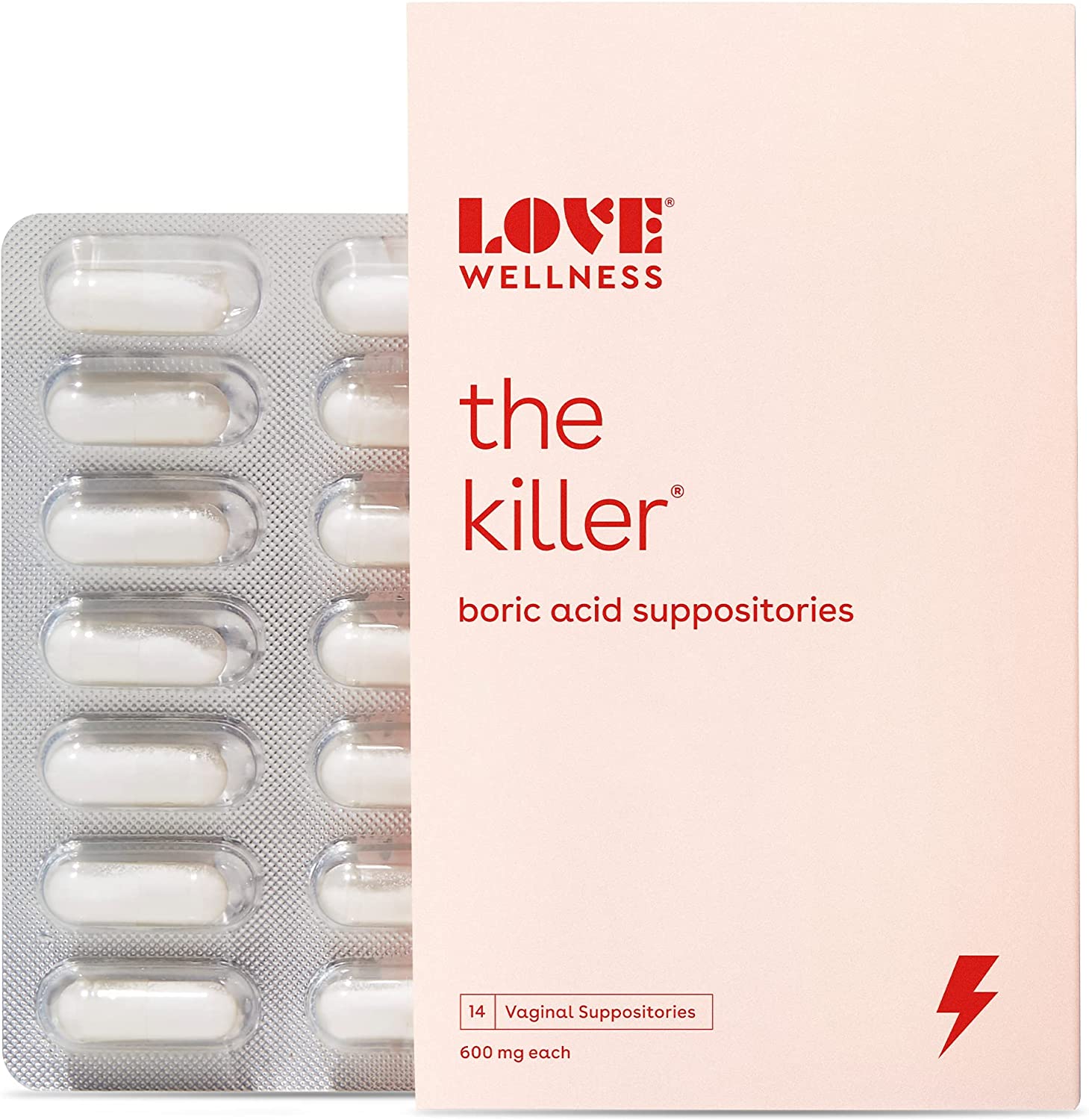 Love Wellness The Killer, 14 Boric Acid Suppositories – Maintains and Balances Healthy Vaginal pH & Manages Odor – Discomfort & Loss of Intimacy – Feminine Health Developed by Doctors for Women