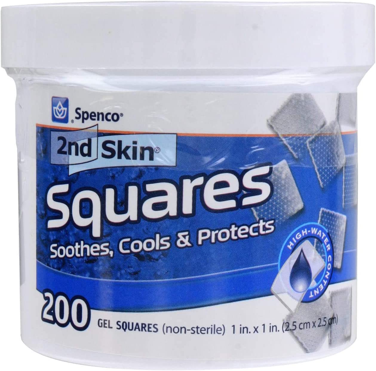 Spenco 2nd Skin Squares Soothing Protection, Gel Squares 200-Count, Bacterial Barrier, One Size