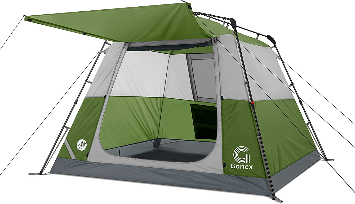 Gonex 4 Person Tents for Camping, Instant Tent with Porch Automatic Glamping Tent Waterproof Windproof Easy Set Up in Few Minutes Ideal for Family Car Trip, Festival Gathering and Picnic