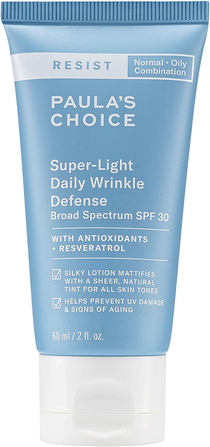 Paula’s Choice RESIST Super-Light Daily Wrinkle Defense SPF 30 Matte Tinted Face Moisturizer, UVA & UVB Protection, Mineral Sunscreen for Oily Skin, Fragrance-Free & Paraben-Free, 2 Ounces