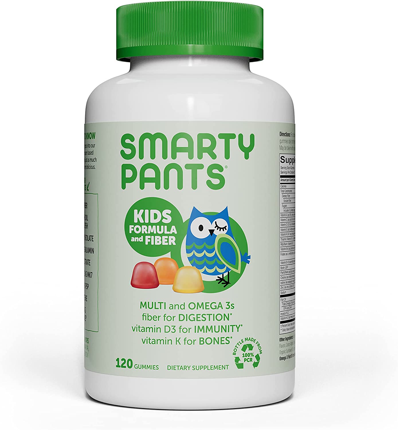 Kids Formula & Fiber Daily Gummy Multivitamin: Fiber for Digestive Health, Vitamin C, D3, & Zinc for Immunity, Omega 3 Fish Oil (EPA & DHA), B6, Methyl B12, 120 Count (30 Day Supply)