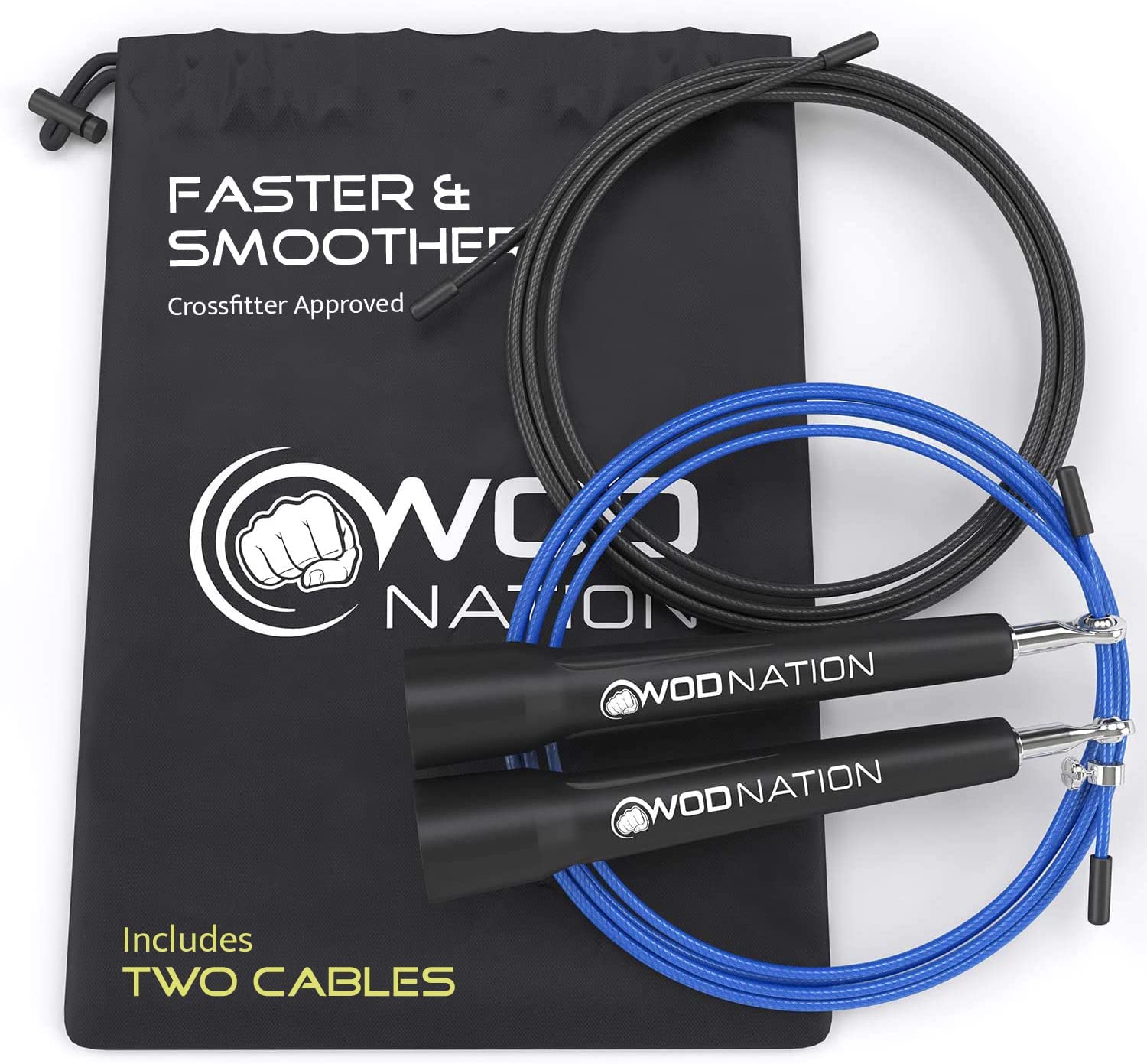 WOD Nation Speed Jump Rope – Blazing Fast Jumping Ropes – Endurance Workout for Boxing, MMA, Martial Arts or Just Staying Fit – Adjustable for Men, Women and Children