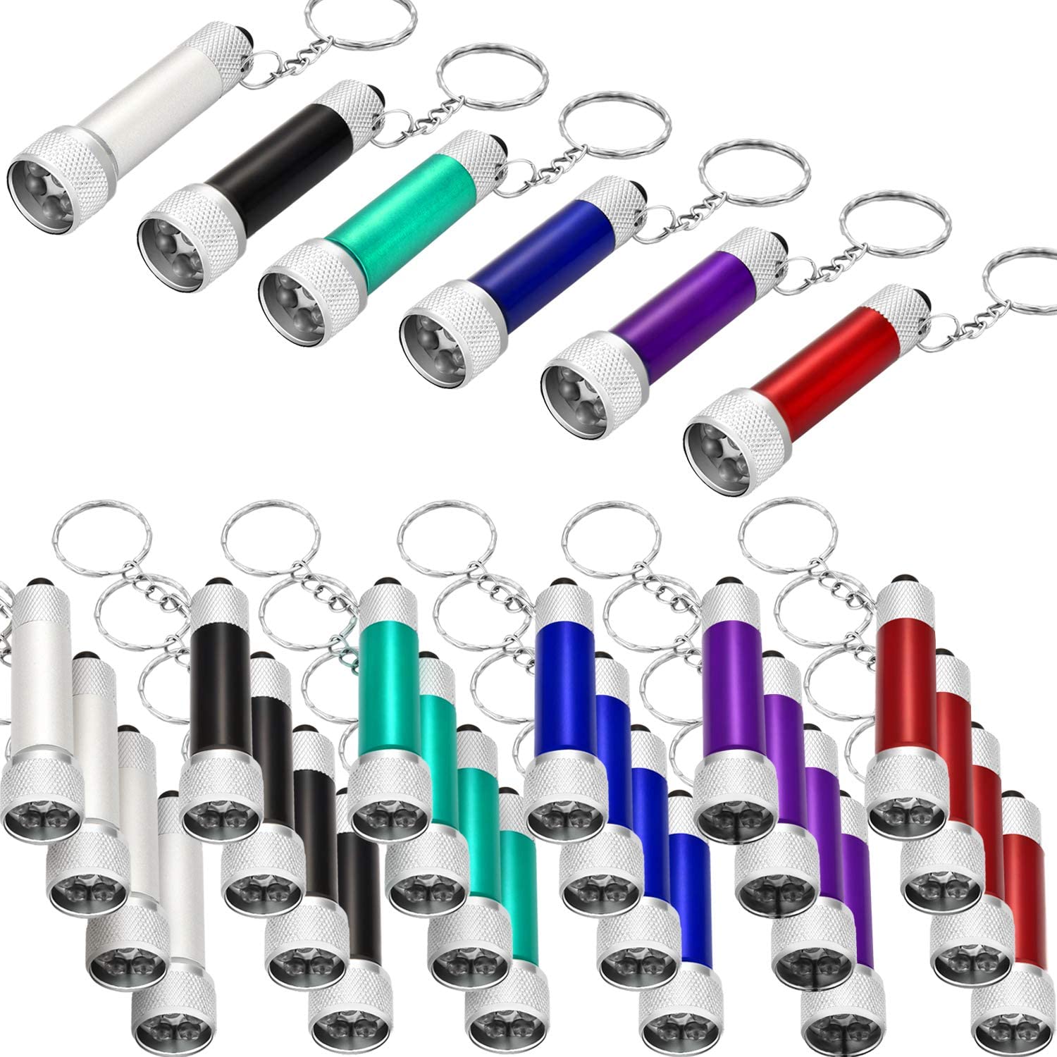 30 Pieces Mini Led Flashlight Keychain Portable 5 Bulb LED Flashlight for Camping Party Favors