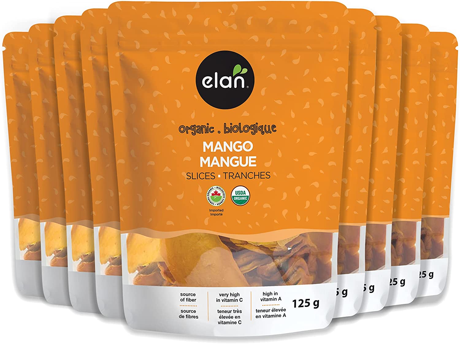 ELAN Organic Dried Mango Slices 8 Pack, 35.2 Oz, Non-GMO, Vegan, Gluten-Free