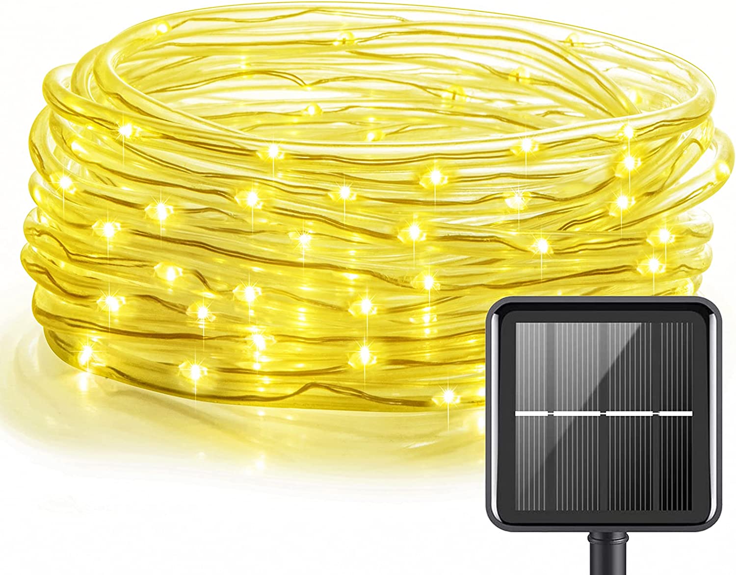 Ooklee Solar Rope String Lights Outdoor Waterproof, 33 FT 100 LED 8 Modes Fairy Lights PVC Tube Lights for Garden Fence, Gazebo, Patio Party, Weddings Pathway, Christmas Tree Decor(Warm White)