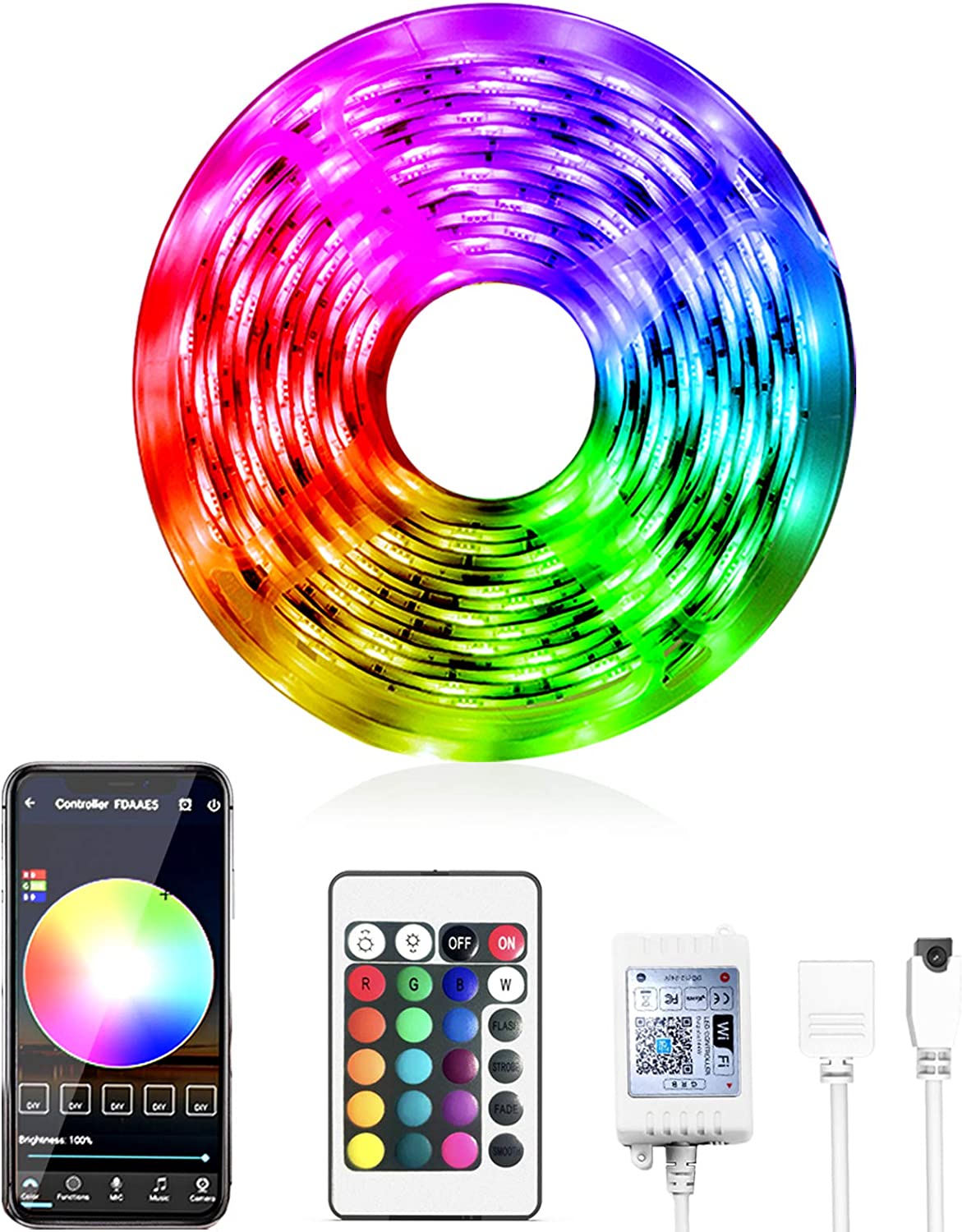 DAYBETTER Smart WiFi App Control Led Strip Lights Work with Alexa Google Assistant -16.4 feet