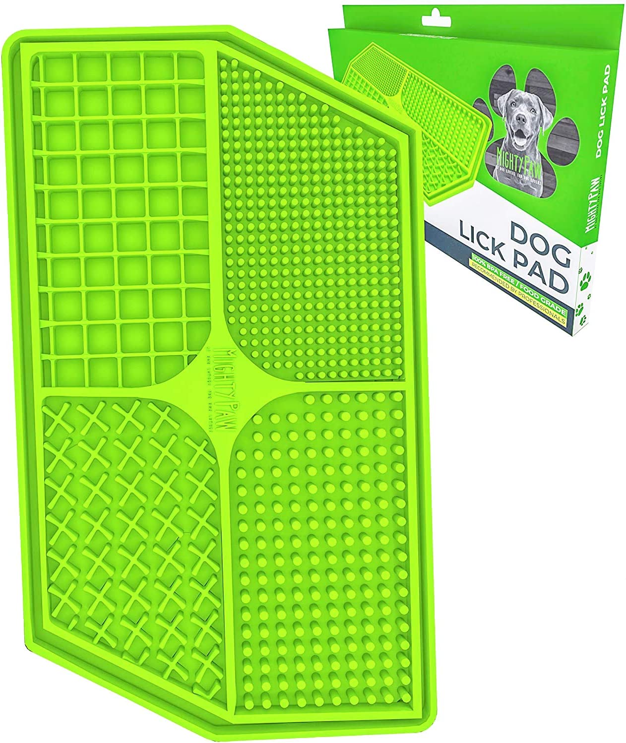 Mighty Paw Dog Lick Pad | BPA-Free Food Grade Silicone Mat for Fun, Anxiety, & Boredom Relief. Strong Suction Cups for Easy Grooming and Slow Feeding. Supports Dental Health. Dishwasher Safe