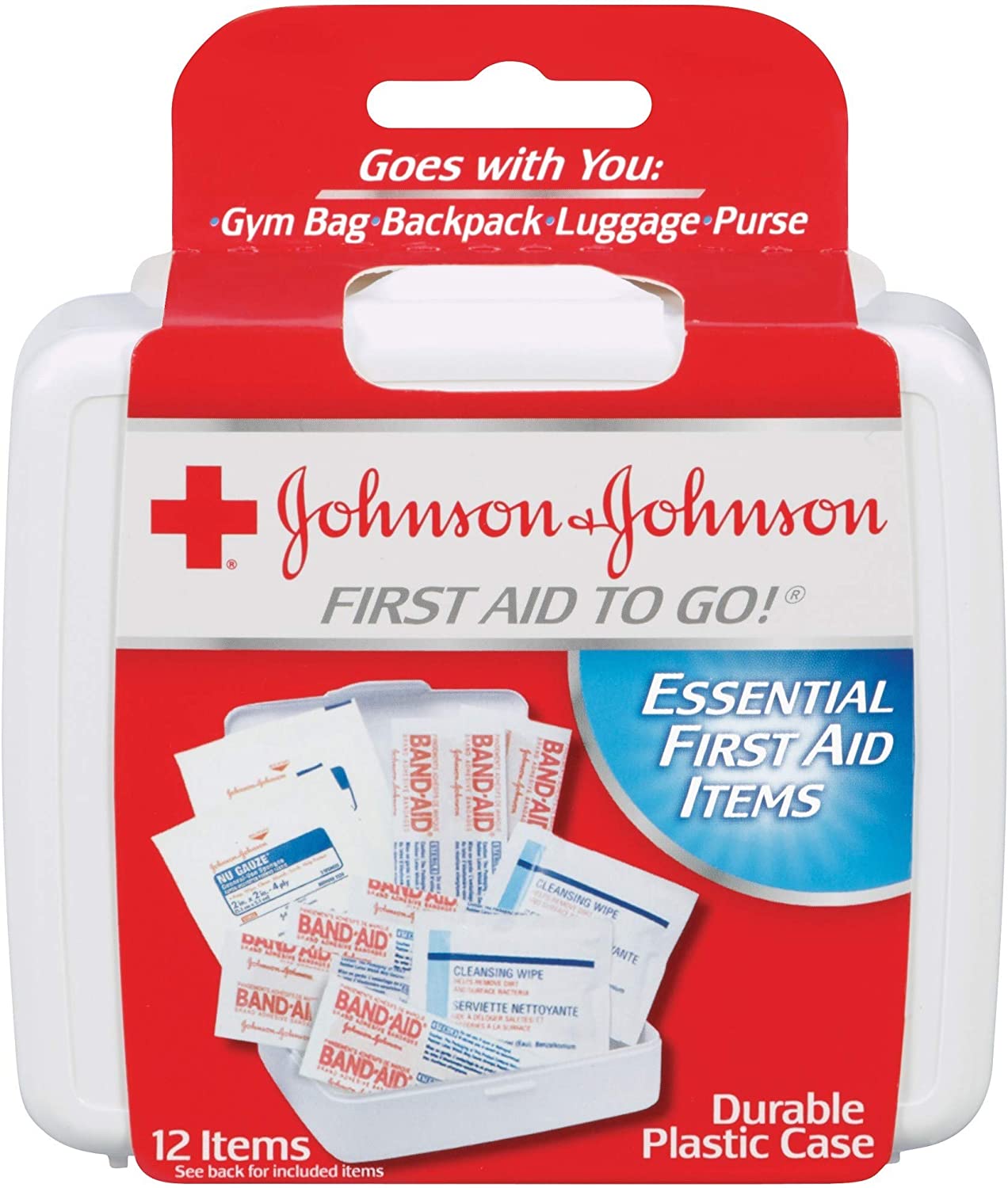 Johnson & Johnson First-aid to Go in Durable Plastic Case 12 Items in Each Kit