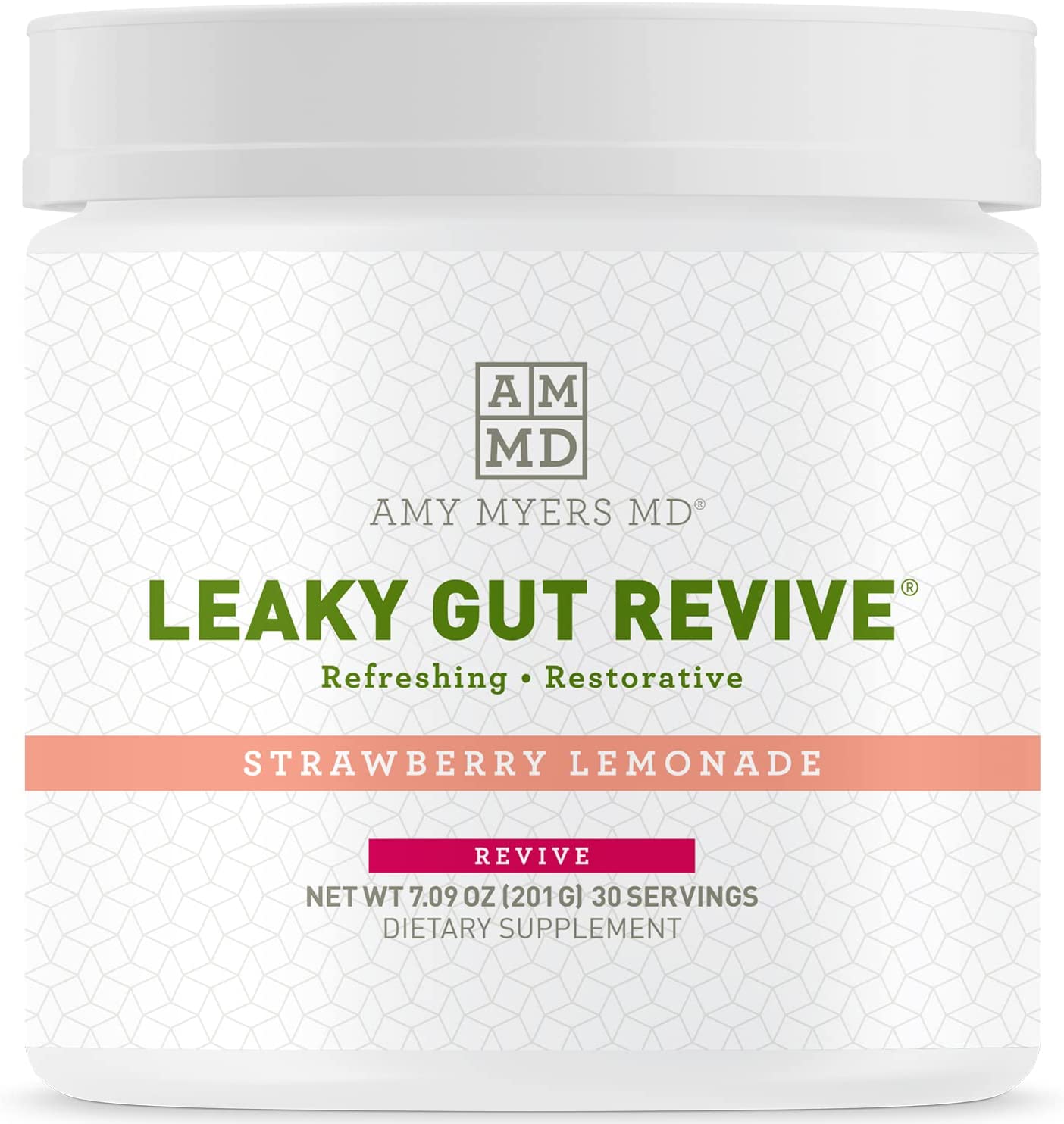 Dr. Amy Myers Leaky Gut Revive Powder for Leaky Gut Repair – L-Glutamine Powder To Support Constipation, IBS, Diarrhea, Bloating, Gas, SIBO – Plant Based Supplement For Gut Health, Strawberry Lemonade
