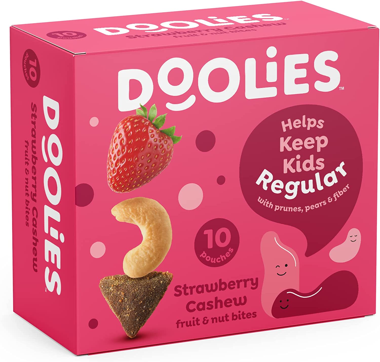 Doolies Tummy-Friendly Fiber Snack Helps Restore Regularity & Keeps Children & Kids Digestive Systems Running Smoothly Strawberry Real Fruit – 10 Pack