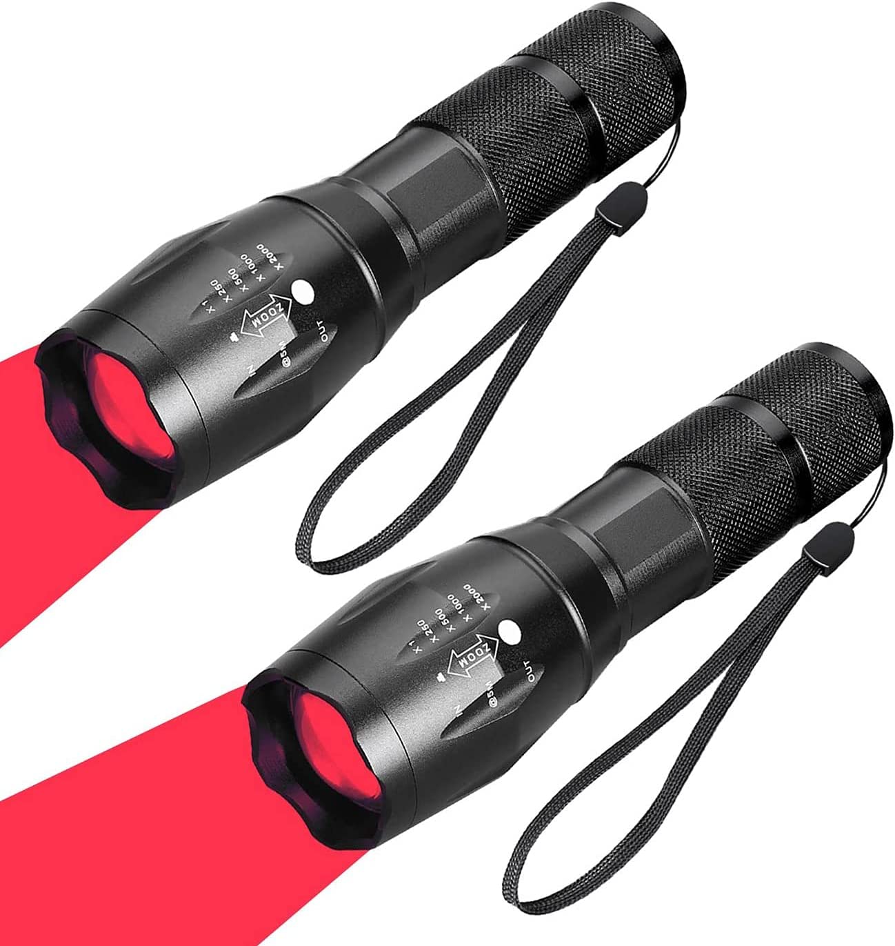 WAYLLSHINE (Pack of 2) One Mode Red Light Flashlight, Single Mode Red LED Flashlight Red Flashlight, Red LED Red Light For Astronomy, Aviation, Night Observation- 2 Pcs Red Flashlights