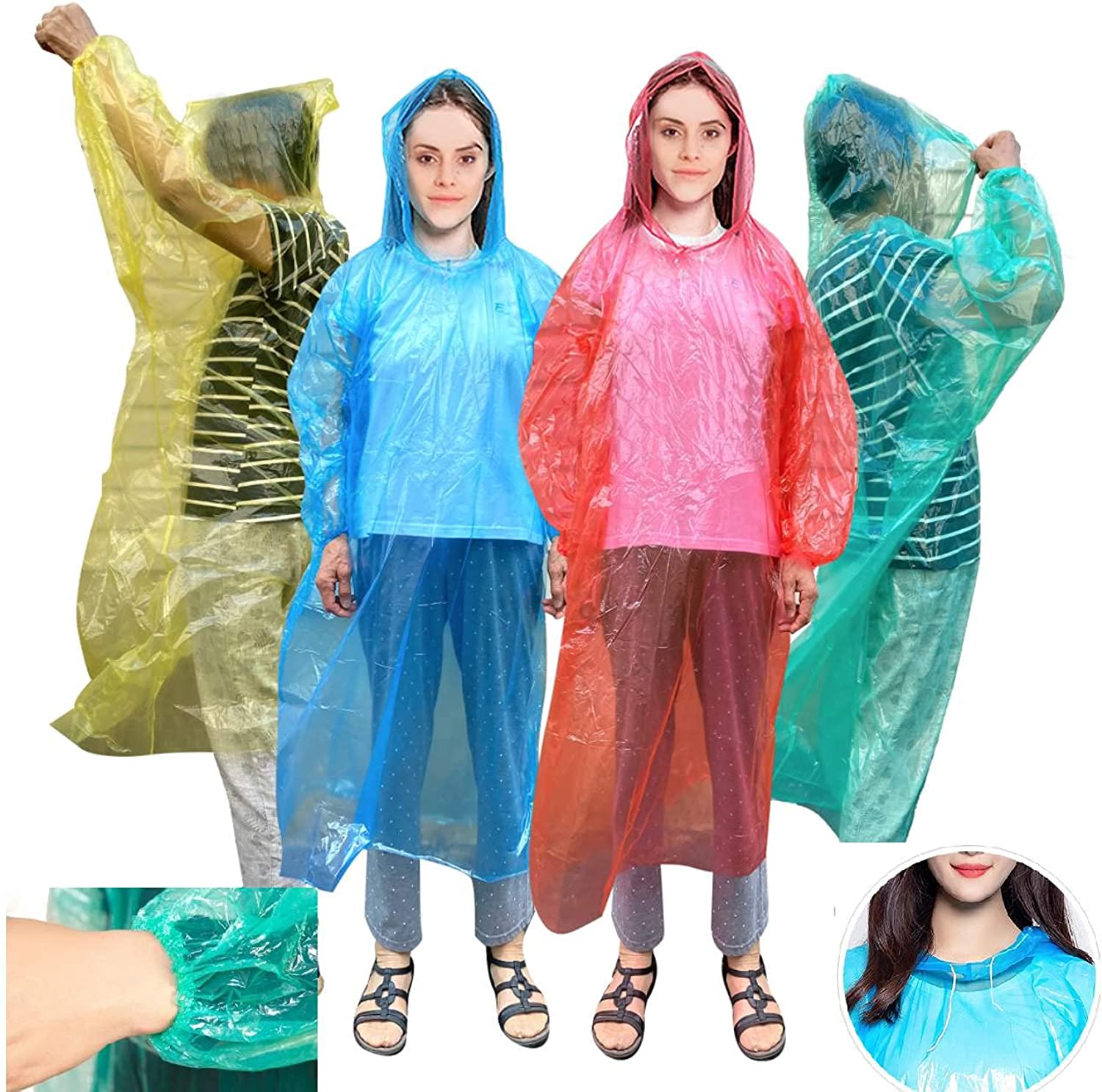 Rain Ponchos for Adults Disposable Poncho for Disney World 20 Pack Panchos Rain Adult Bulk Emergency Waterproof Plastic Raincoat with Hood Lightweight Pocket Camping Throw Away Men Women Compact Pncho