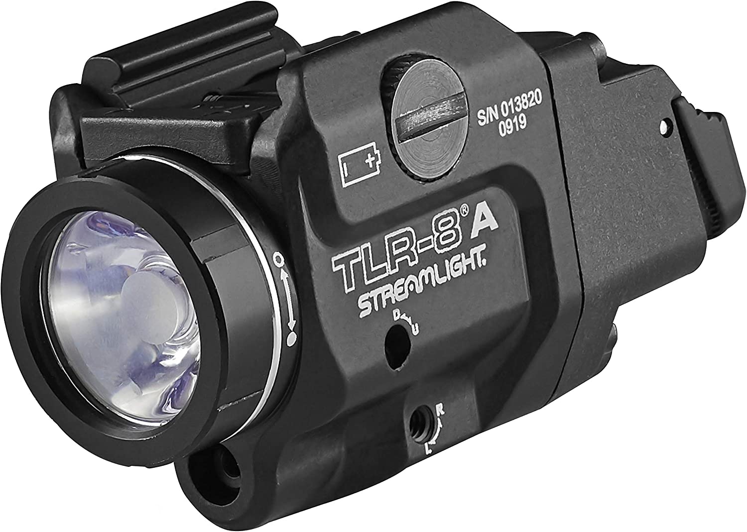 Streamlight 69414 TLR-8A Flex 500-Lumen Low Profile Pistol Light with Integrated Red Laser for Select Handguns, Includes Rear Switch Options, Mounting Kit, and Keys, Black