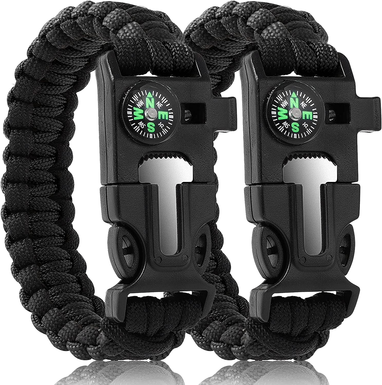 Oadnfa Paracord Bracelets,Survival Bracelets for Men Paracord Tactical 5-in-1 Camping Gear Kits,with 12-ft Detachable Parachute Rope,Fire Starter,Embedded Compass,Whistle&Emergency Multitools
