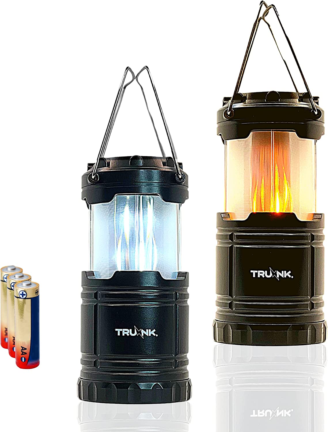 Truhnk Dual Mode Portable Led Camping Lantern-Super Bright White and Flame Light. Ideal for Emergencies, Storms, Hurricanes and Power Outages. Candle Light Effect (Pack of 1)
