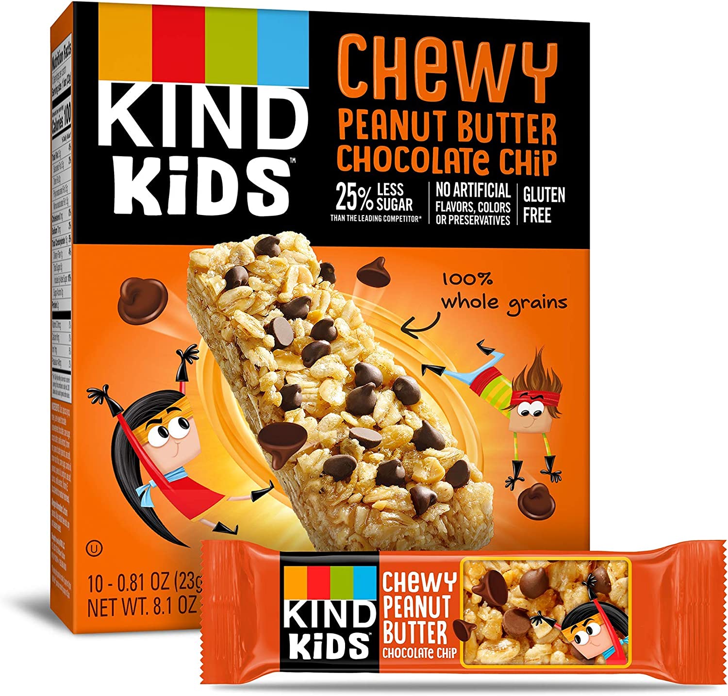 KIND Kids Granola Chewy Bar, Peanut Butter Chocolate Chip, 10 Count (6 Pack)