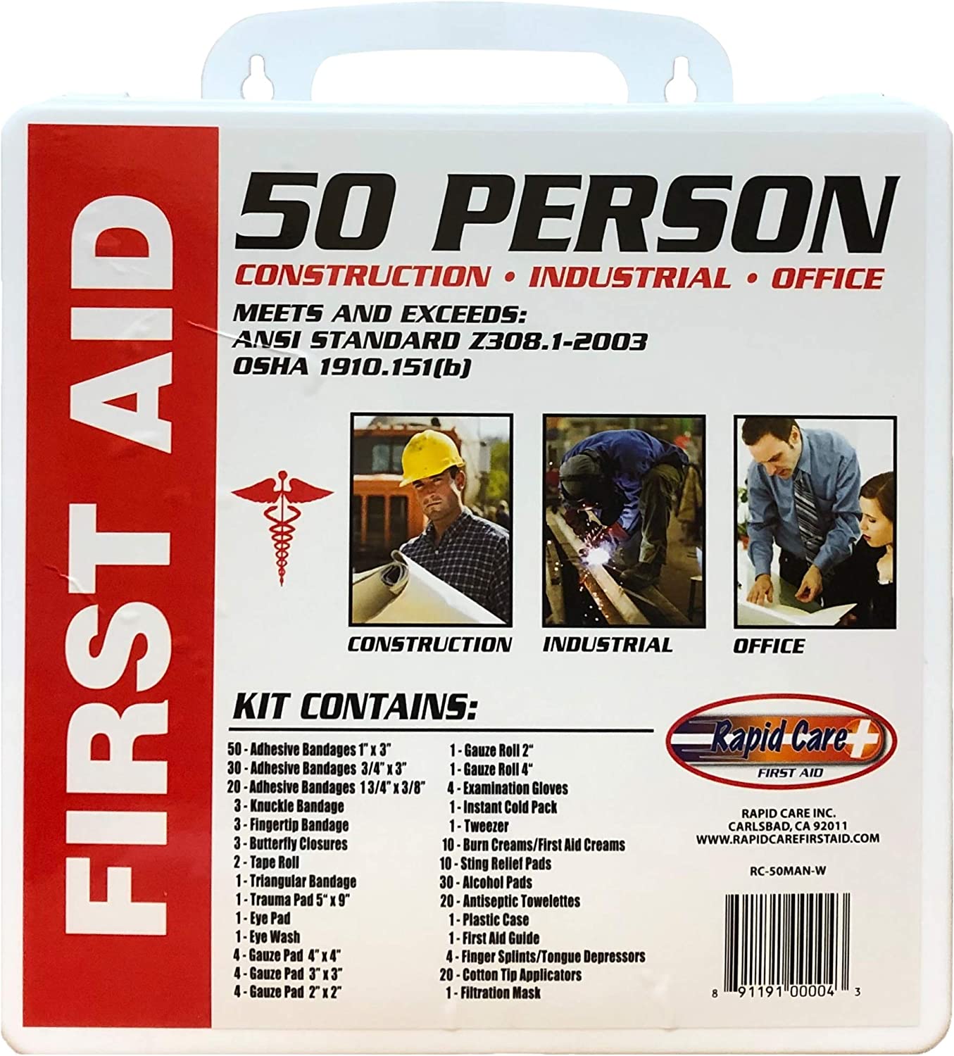 Rapid Care First Aid RC-50MAN-W 50 Person OSHA/ANSI Poly First Aid Kit