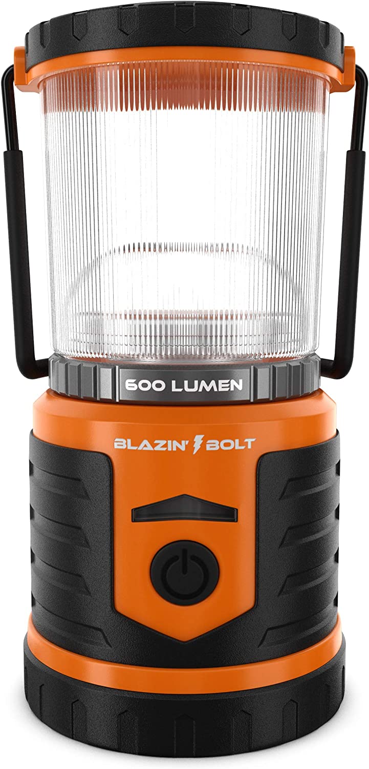 Blazin’ Battery LED Rechargeable Lantern | 500 Hour Runtime | Power Bank | Storm Light (600 Lumen, Orange)