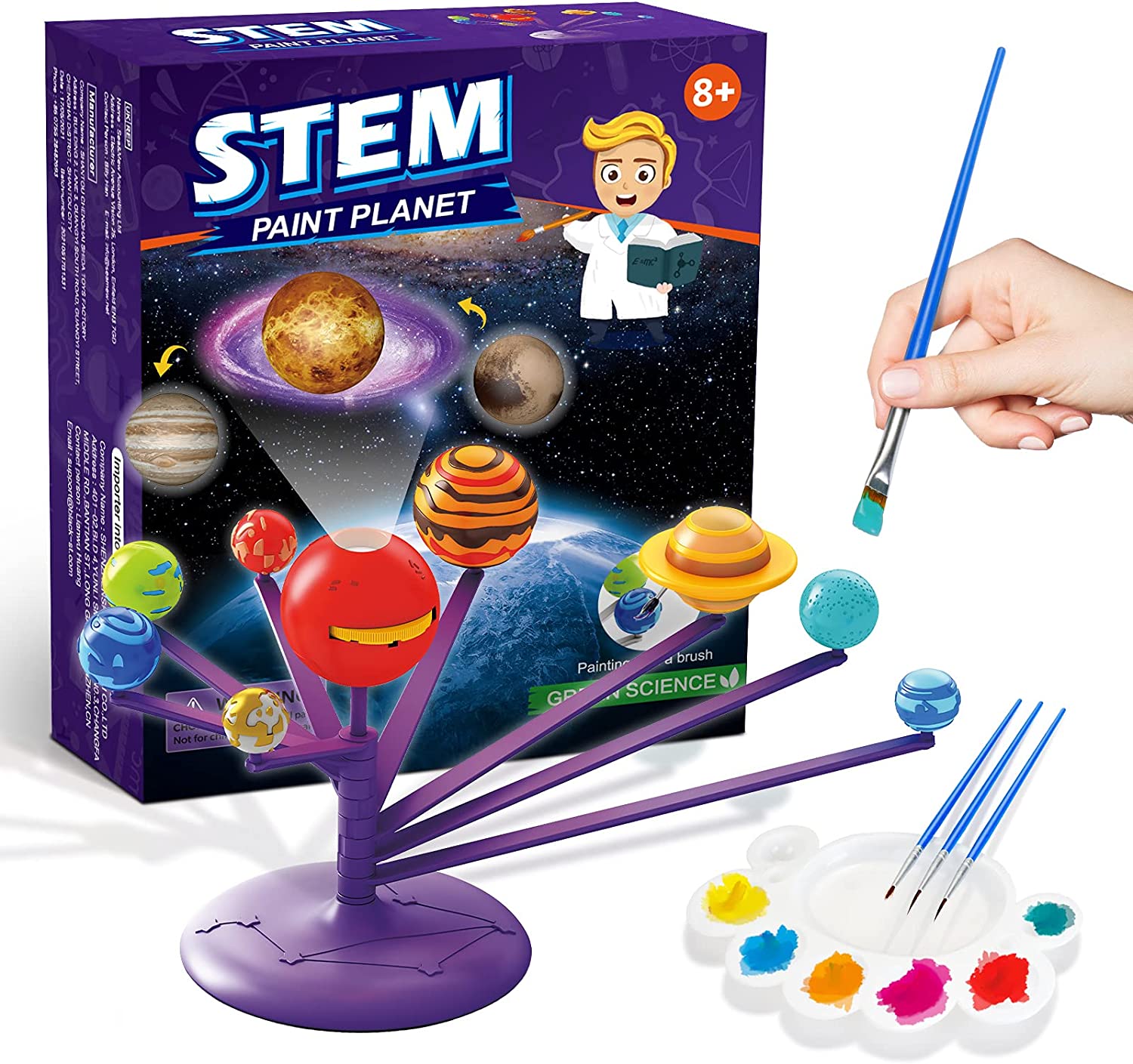 Solar System for Kids, Space Toys-8 Planets Solar System Model with Projector, DIY Stem Educational Learning Toys Birthday for 3 4 5+ Years Old Boys Girls