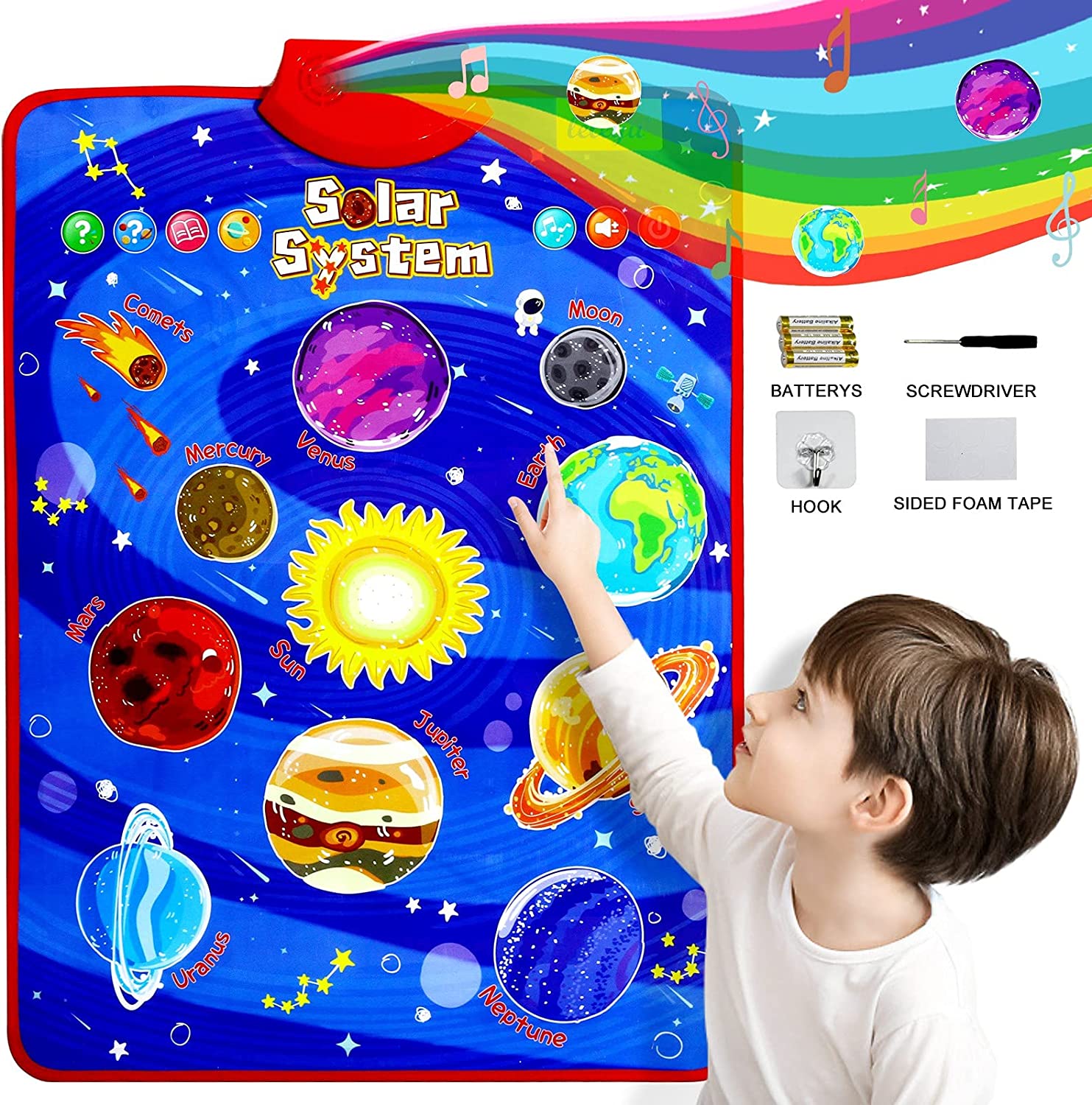 Paloura Solar System Toys – Electronic Interactive Educational Talking Poster Learn Names & Songs & Facts & Games of Planet Learning Toys for 3,4,5,6,7,8 Year Old Boys & Girls Gifts for Toddlers/Kids…