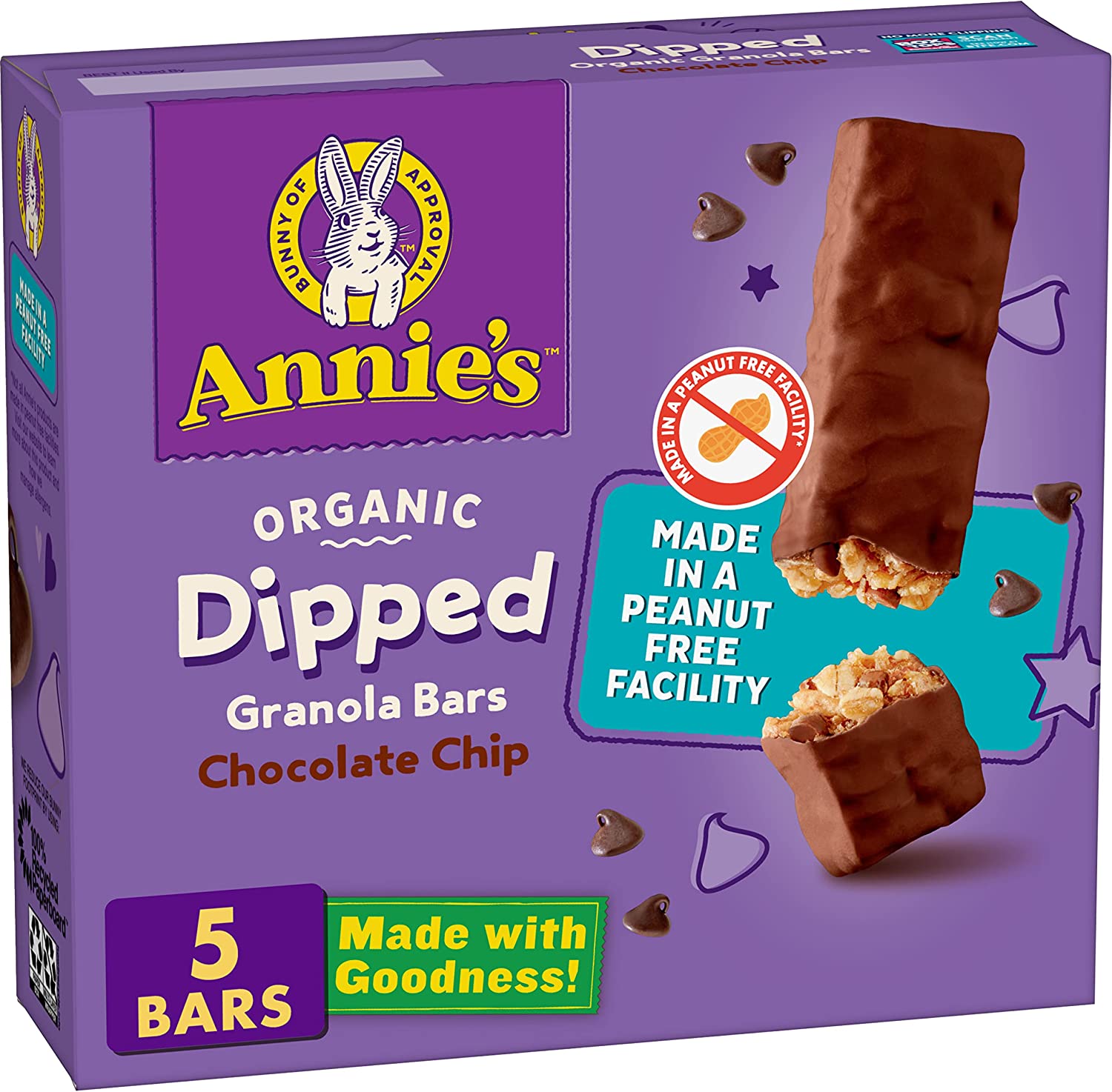 Annie’s Chocolate Dipped, Chewy Chocolate Chip Granola Bars, 5 ct