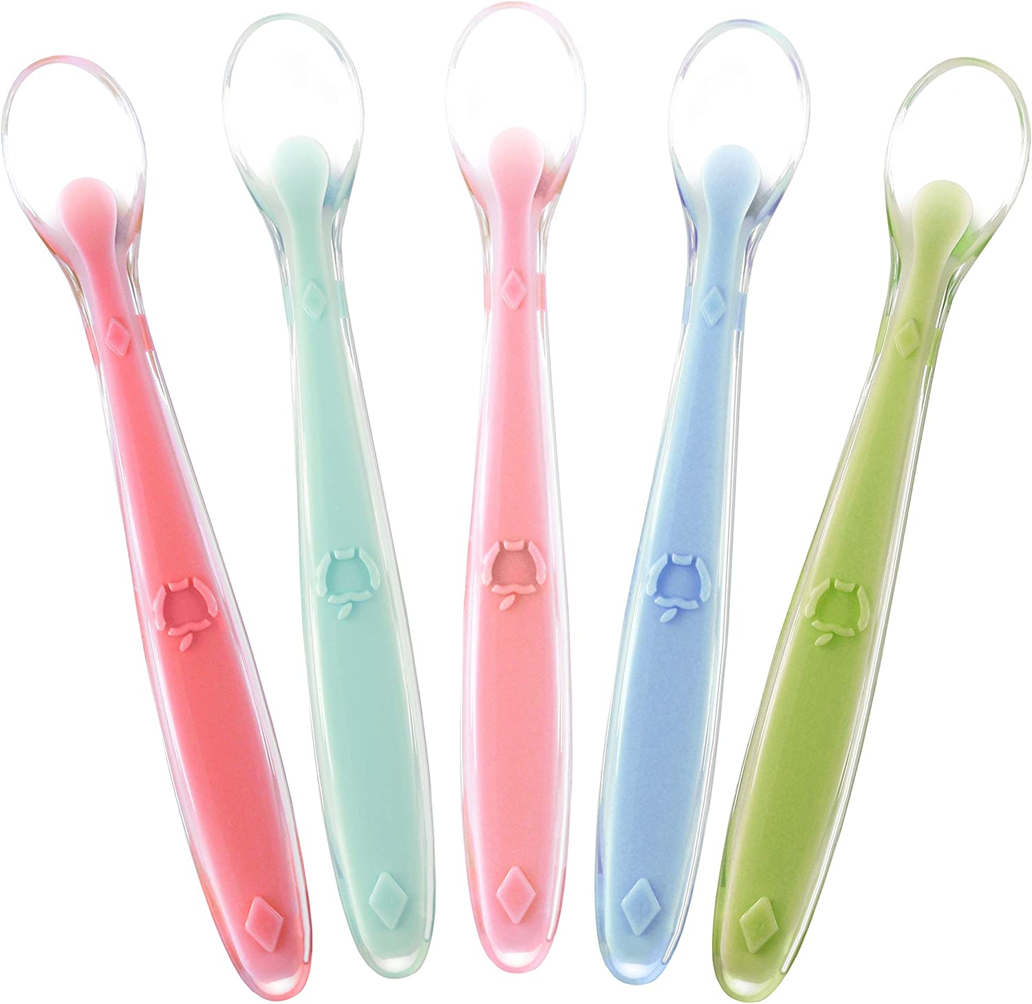 Best First Stage Baby Infant Spoons, 5-Pack, Soft Silicone Baby Spoons Training Spoon Gift Set For Infant