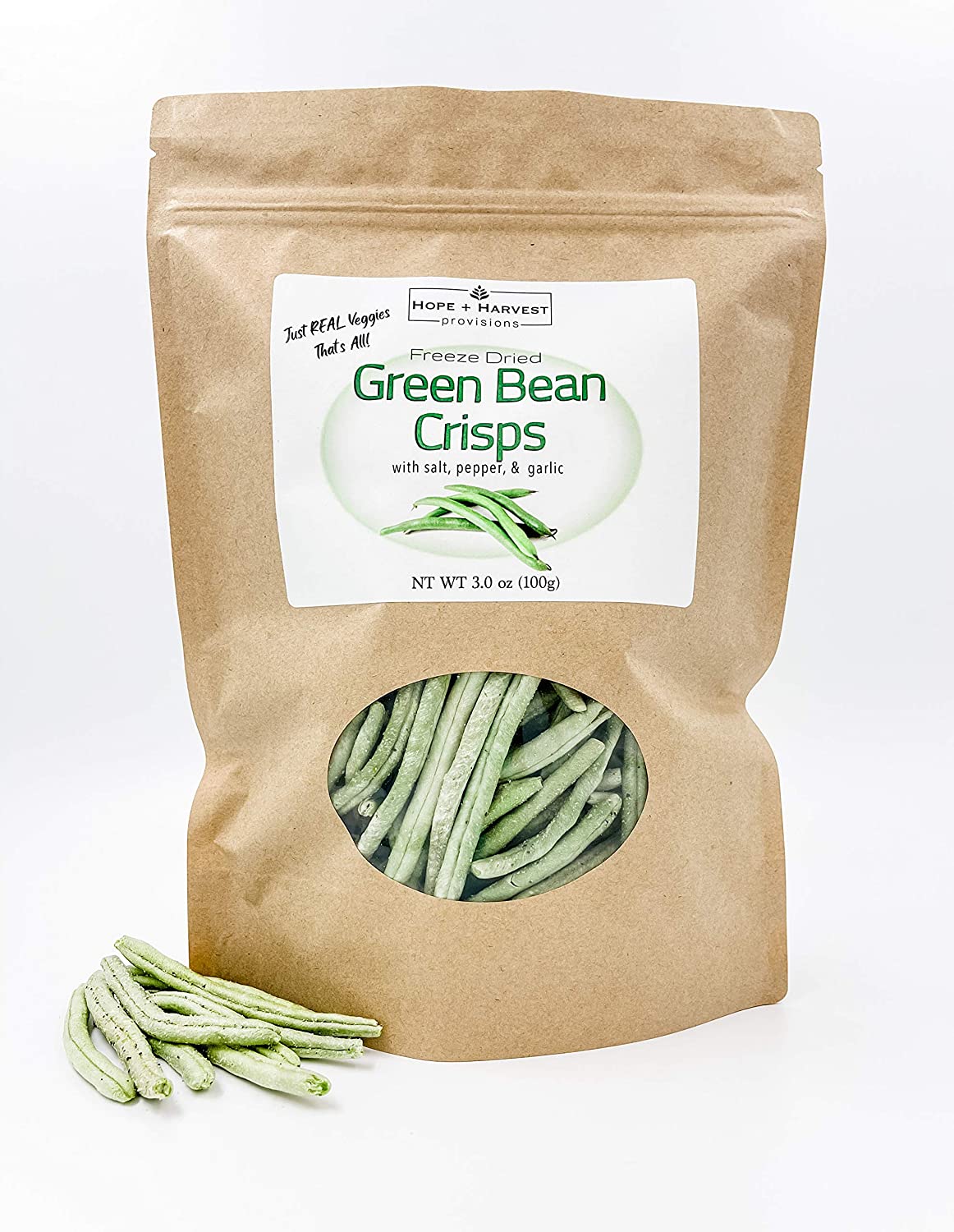 Green Bean Crisps – Freeze Dried – Natural, Healthy, Snack – Organic Green Beans, Keto, Gluten Free, Vegan, Paleo, non-GMO