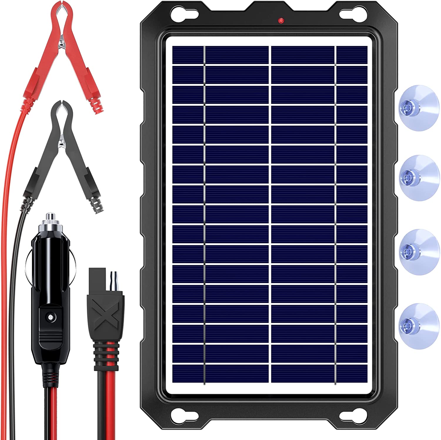 Upgraded 7.5W-Solar-Battery-Trickle-Charger-Maintainer-12V Portable Waterproof Solar Panel Trickle Charging Kit for Car, Automotive, Motorcycle, Boat, Marine, RV,Trailer,Powersports, Snowmobile, etc.