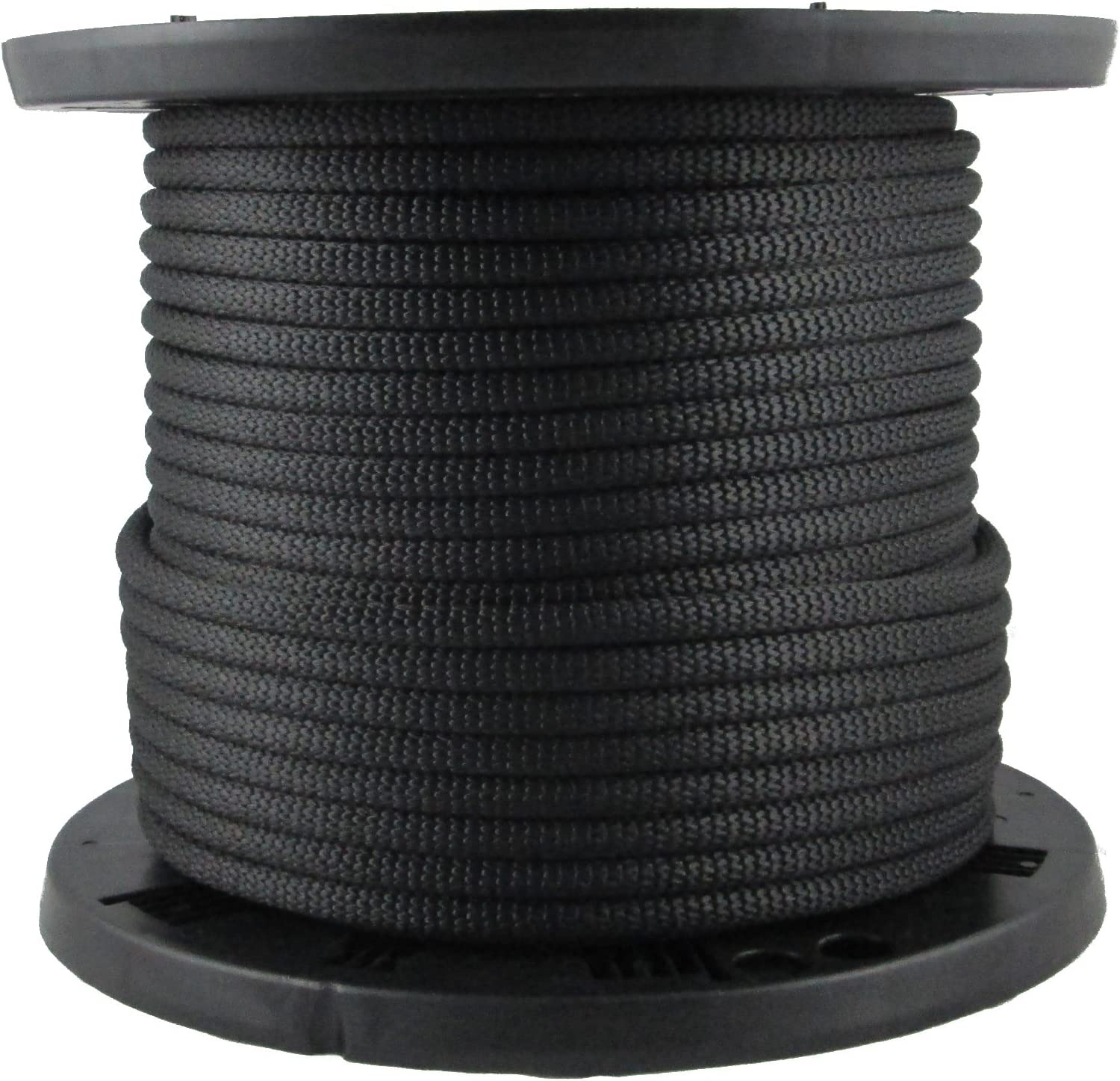 3/8 inch Black Dacron Polyester Rope – 250 Foot Spool | Solid Braid – Industrial Grade – High UV and Abrasion Resistance – Low Stretch