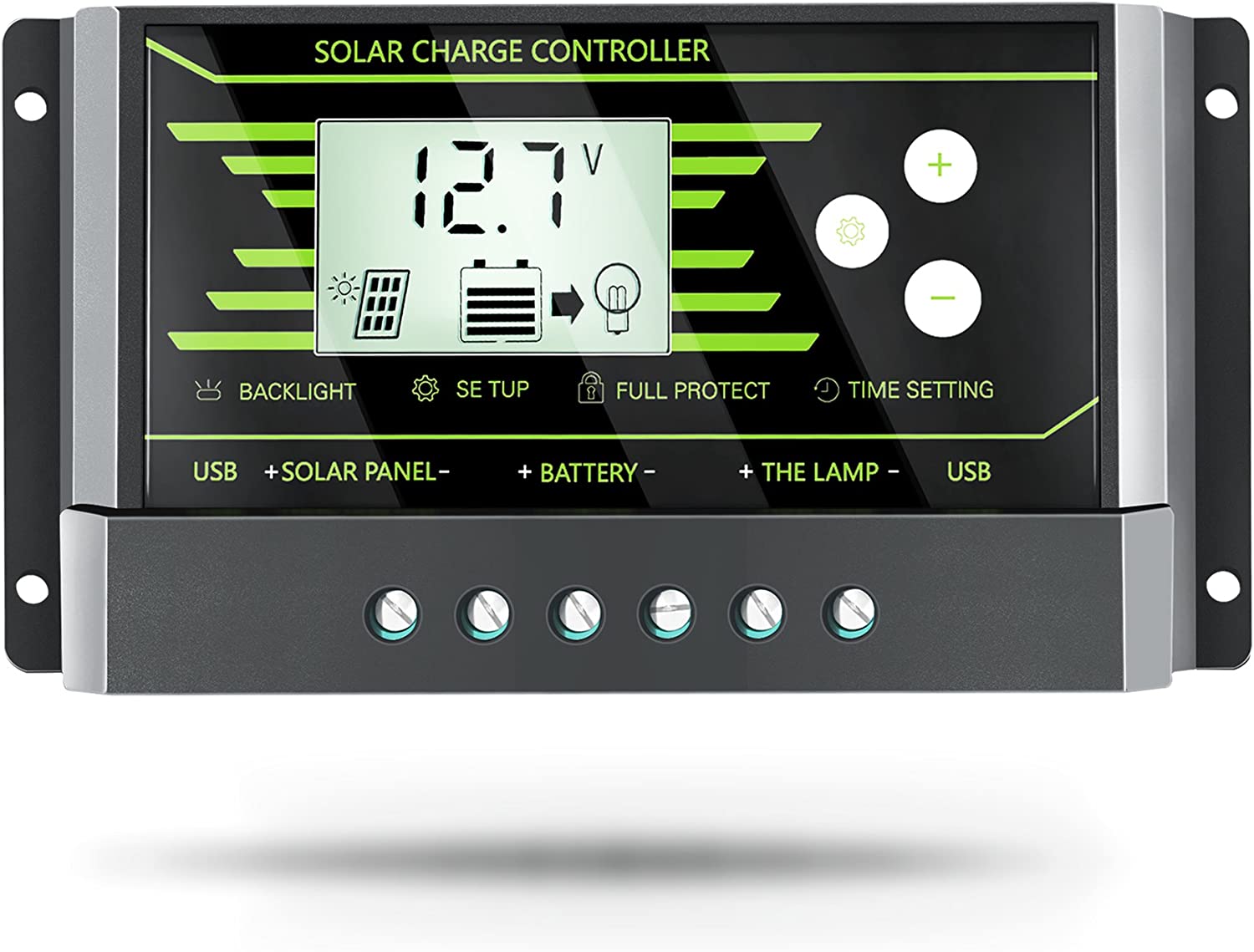 PowMr 30A Solar Charge Controller, Solar Panel Charge Controller 12V 24V Dual USB, Adjustable Parameter Backlight LCD Display and Timer Setting ON/Off Hours(Z30A)