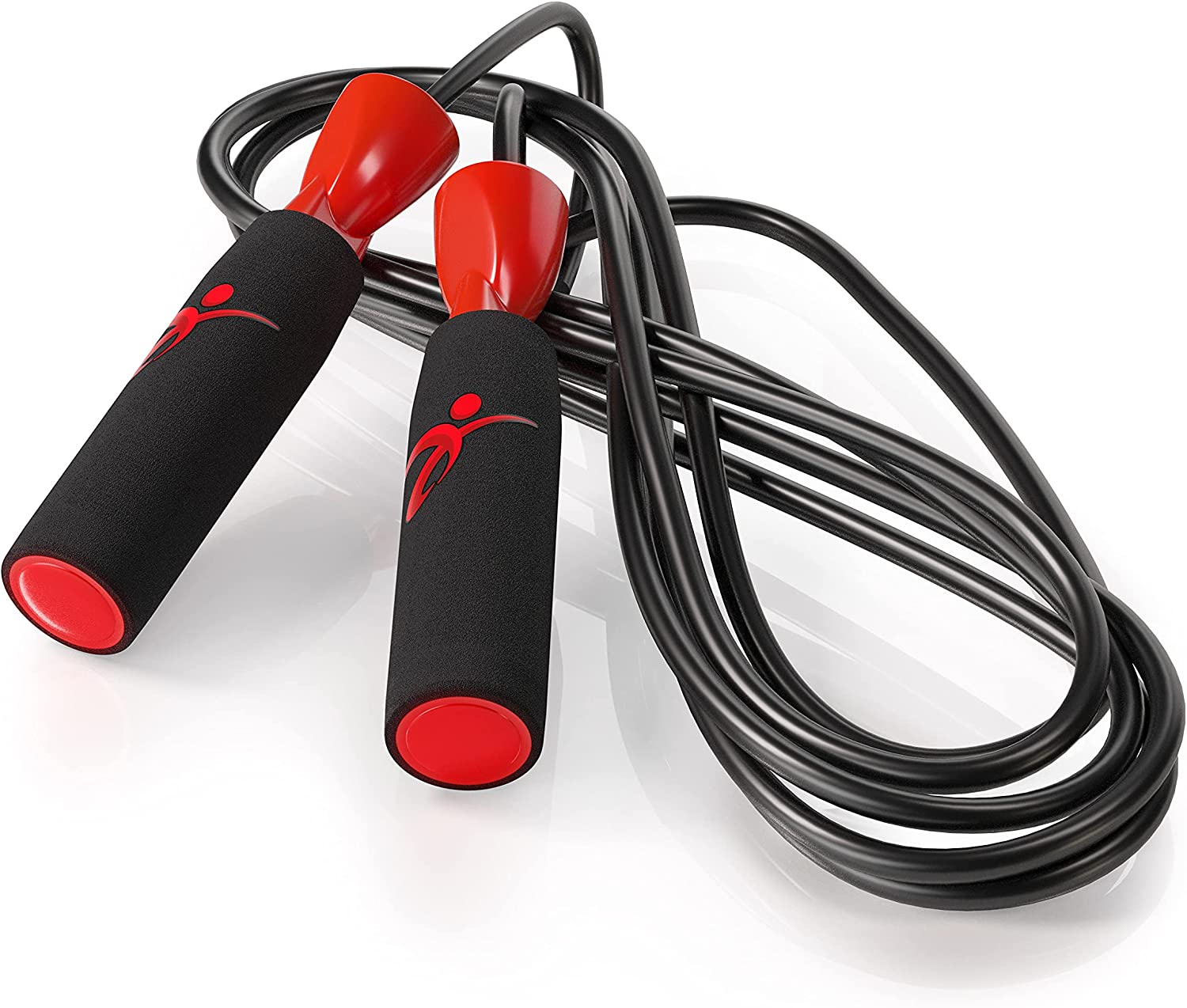 Fitness Factor Jump Rope with Adjustable Length, Tangle-Free Skipping Rope for Gym Workout,Crossfit, Fitness Exercise, WOD, Boxing, MMA, Endurance Training Include Carrying Pouch (Red)